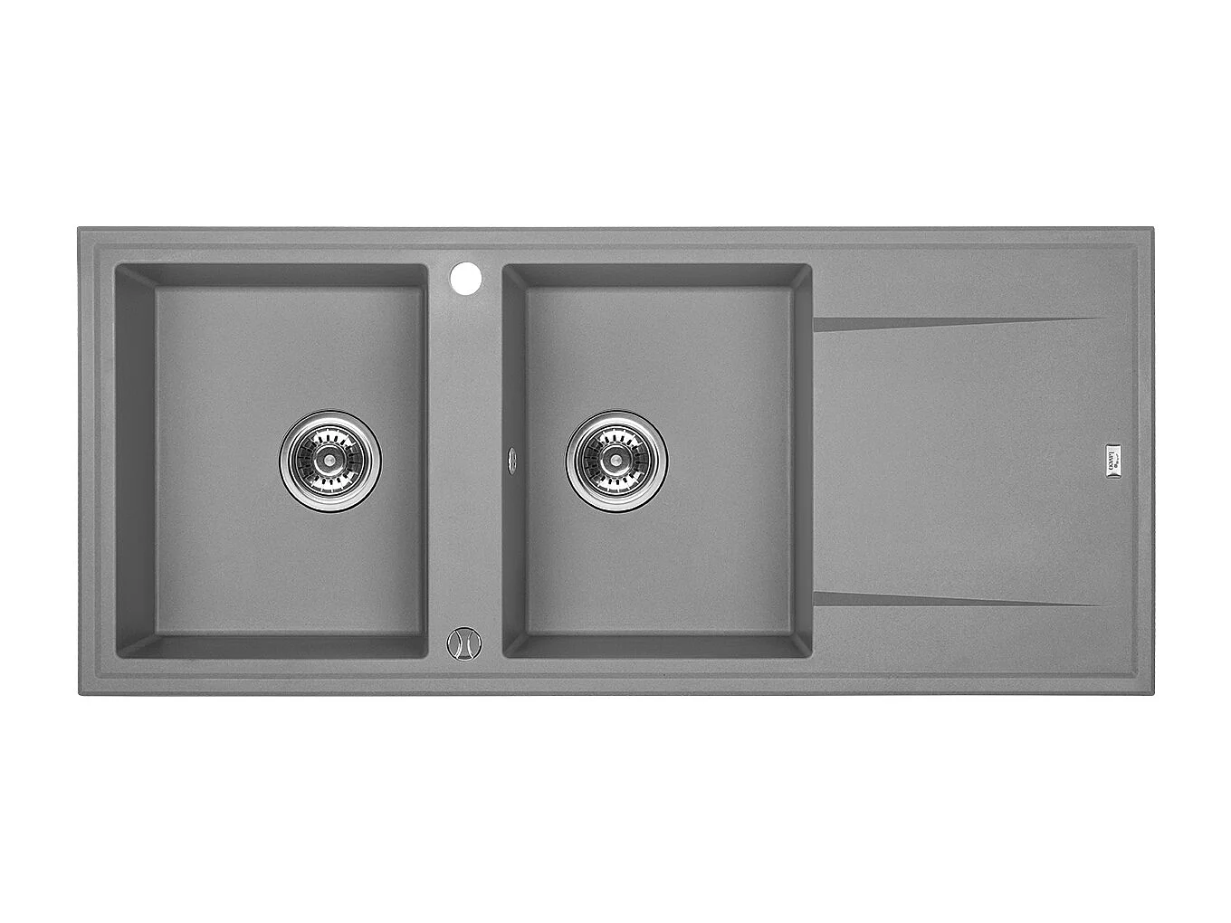 Evier de cuisine en granit gris - MEGALO - 50 x 116 cm, 2 bacs avec égouttoir