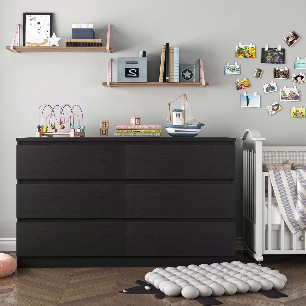 Kadyn White Chest of Drawer, 6 Double Drawer Dresser for Bedroom, Modern Storage Cabinet for Living Room, Dresser - Image 18
