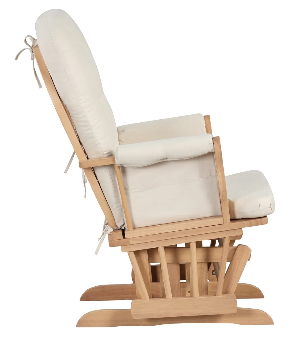 Angel Line Windsor Glider and Ottoman, Natural Finish with Gray Cushions - Image 55
