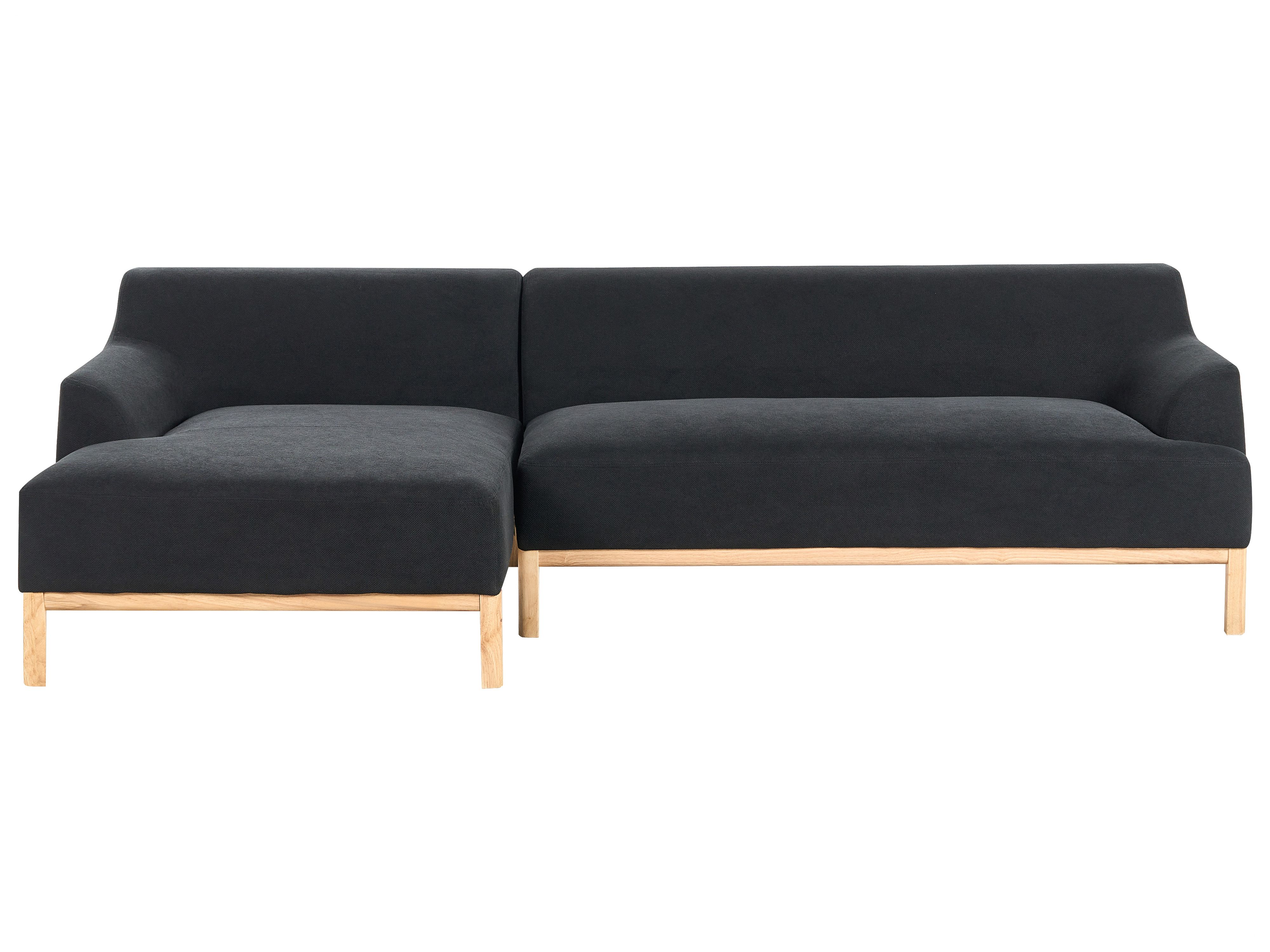 Corner Sofa 3 Seater SOSJO Fabric Black Right Hand