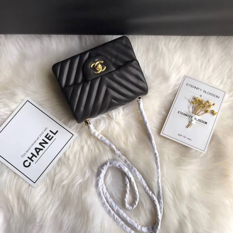 Replica Chanel Chevron Lambskin 17Cm Classic Flap Bag 1115