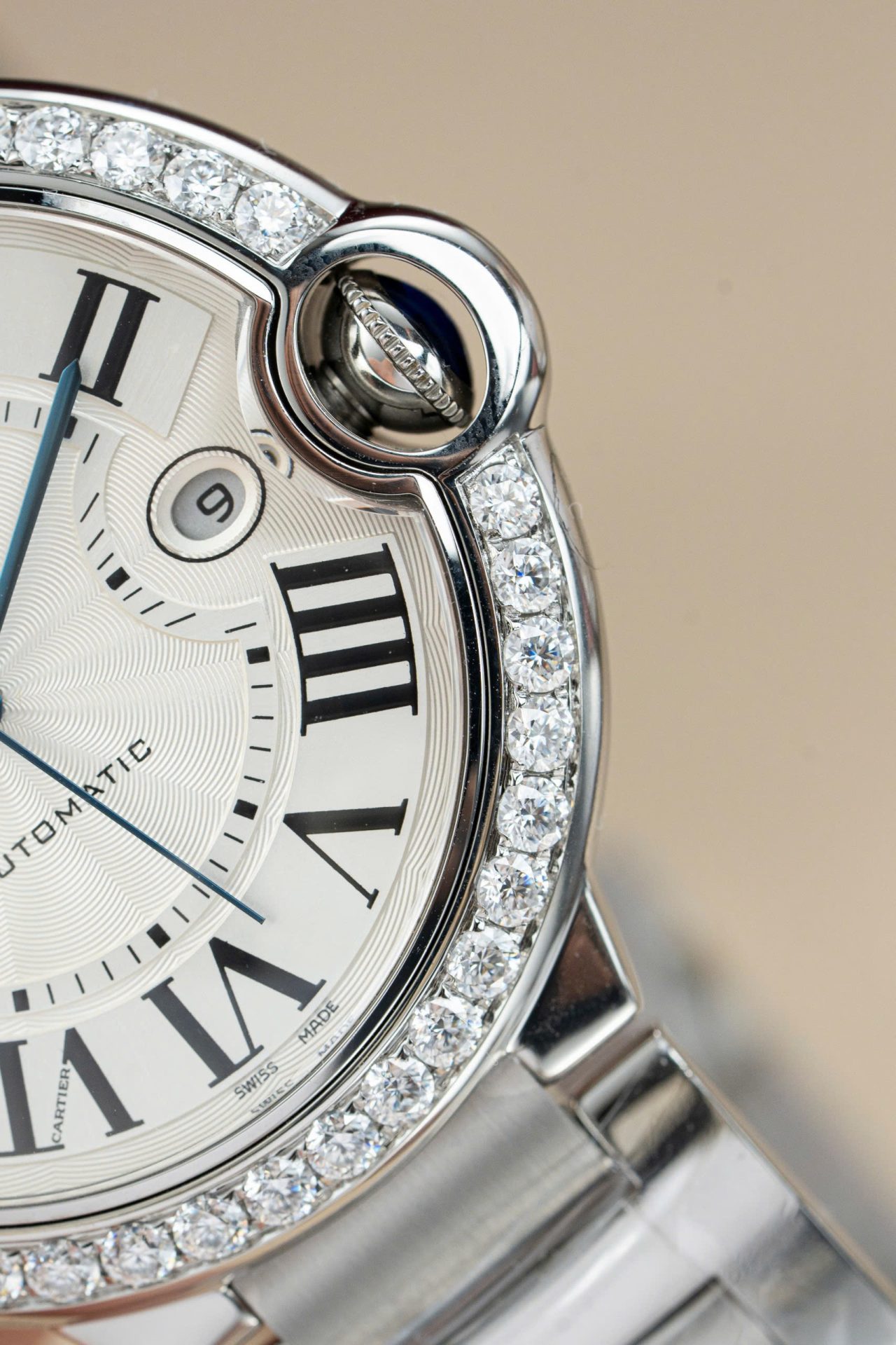 Cartier Ballon Bleu WE9009Z3 White Dial Replica Watch Bezel Diamond Moissanite AF Factory 42mm - Top club