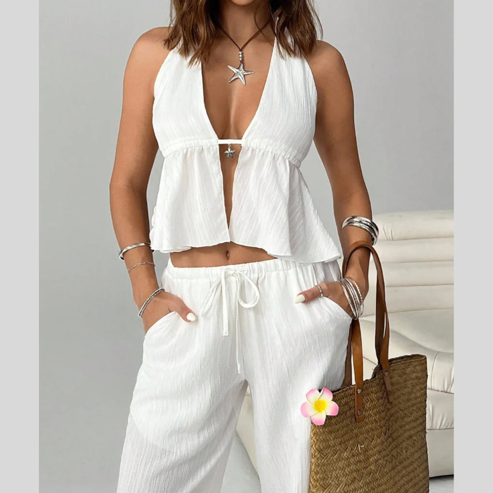 Halter Neck Cami and Pants Set - ZKZOOK