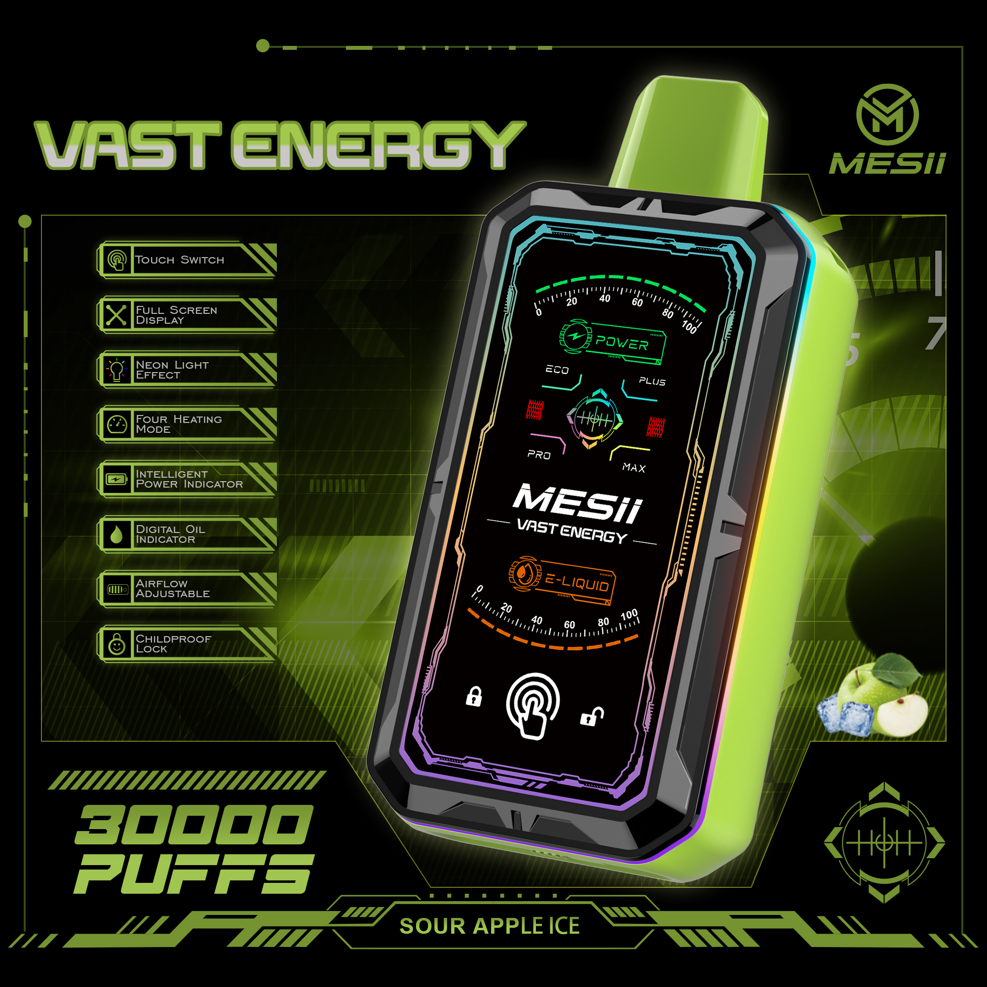 Mesii Vast Energy 30000 Puffs 4-Speed LED Screen Disposable Vape