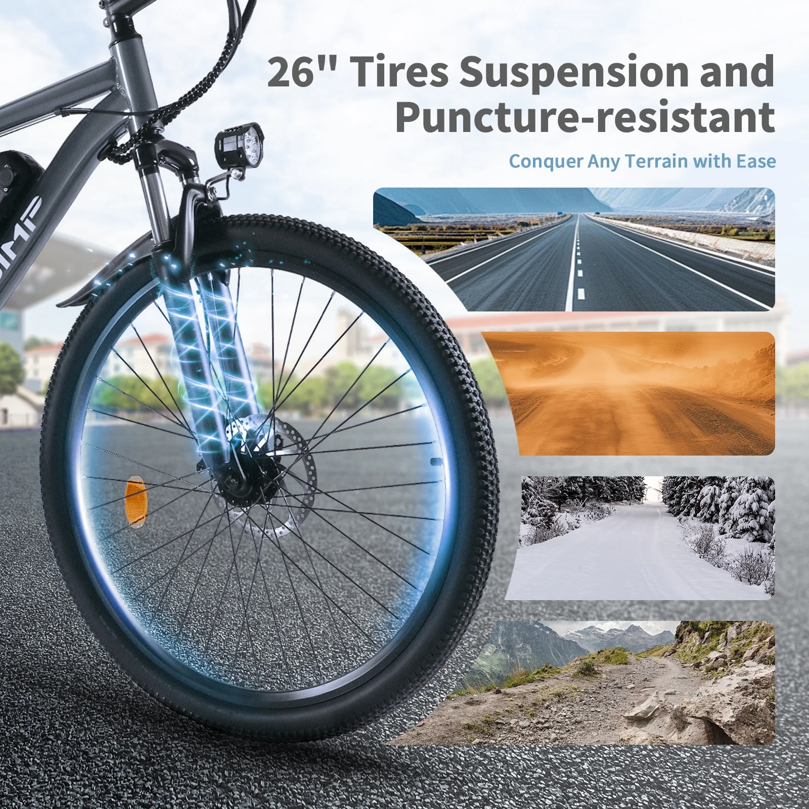Hipatoo 26" Electric Bike 500W 20MPH E-bike, 36V 10.4Ah Battery, Ebike for Adults, E Bike UL2849 - Image 10