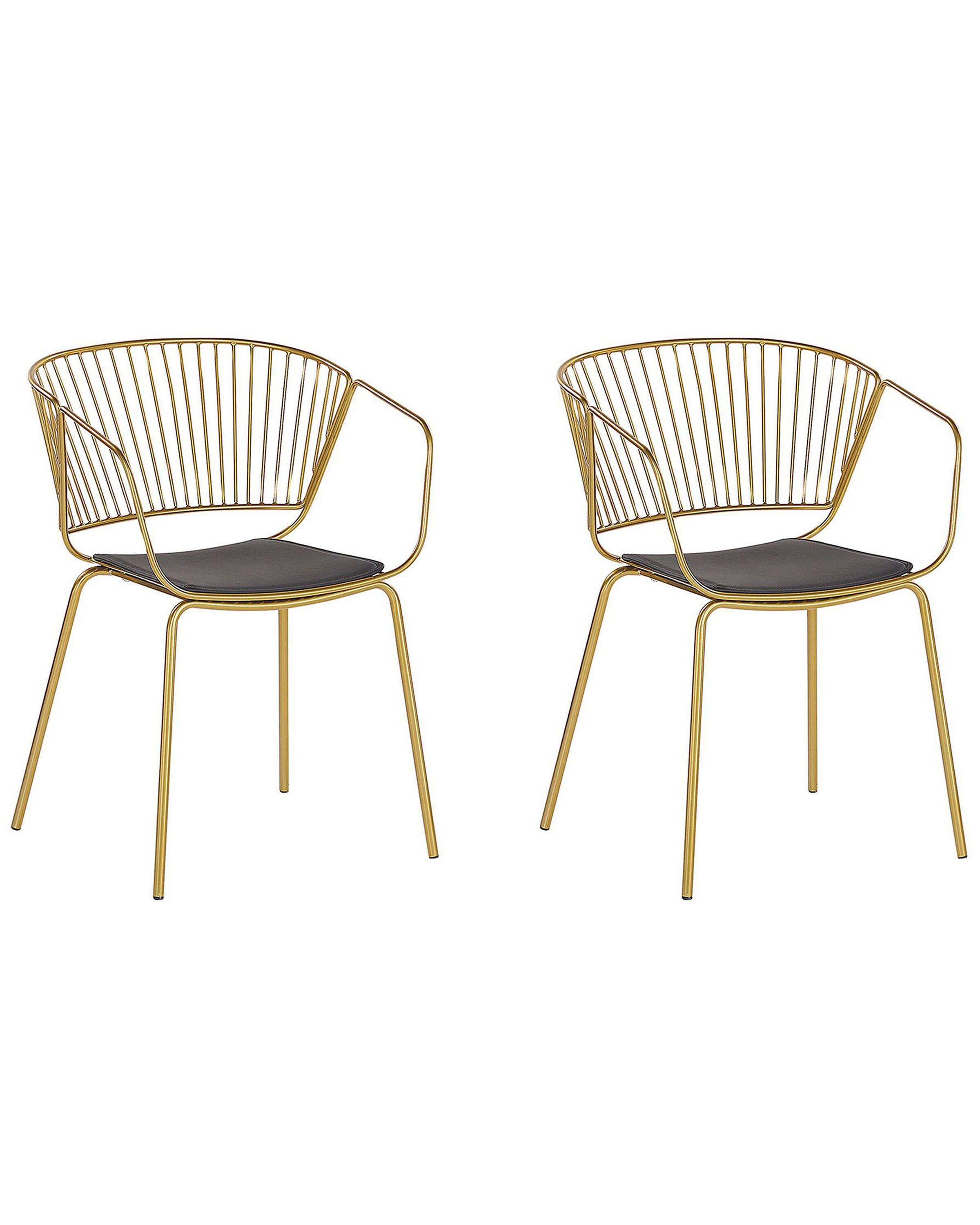 Set of 2 Dining Chairs RIGBY Metal Gold