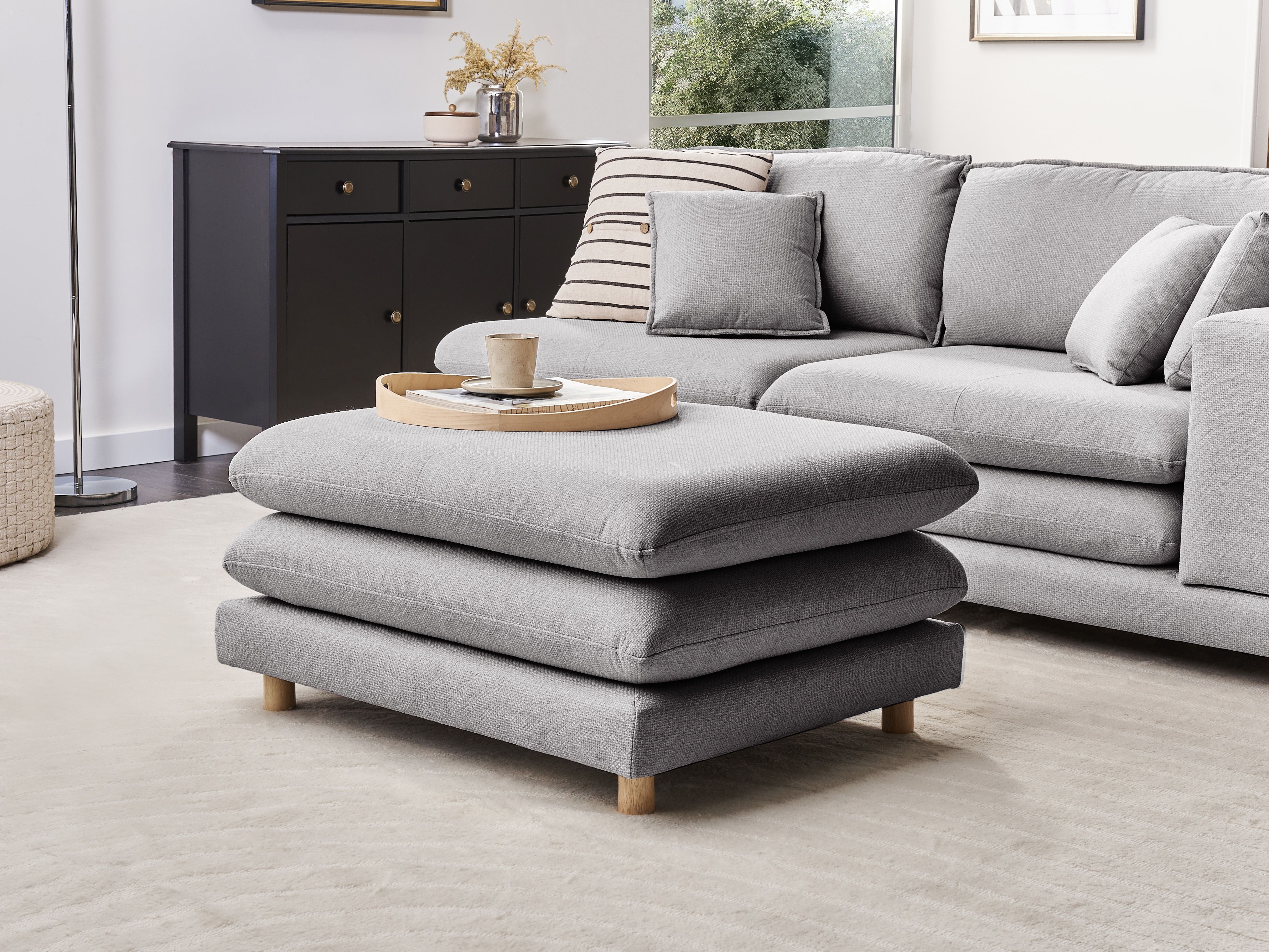 Ottoman HEDEN Fabric Grey