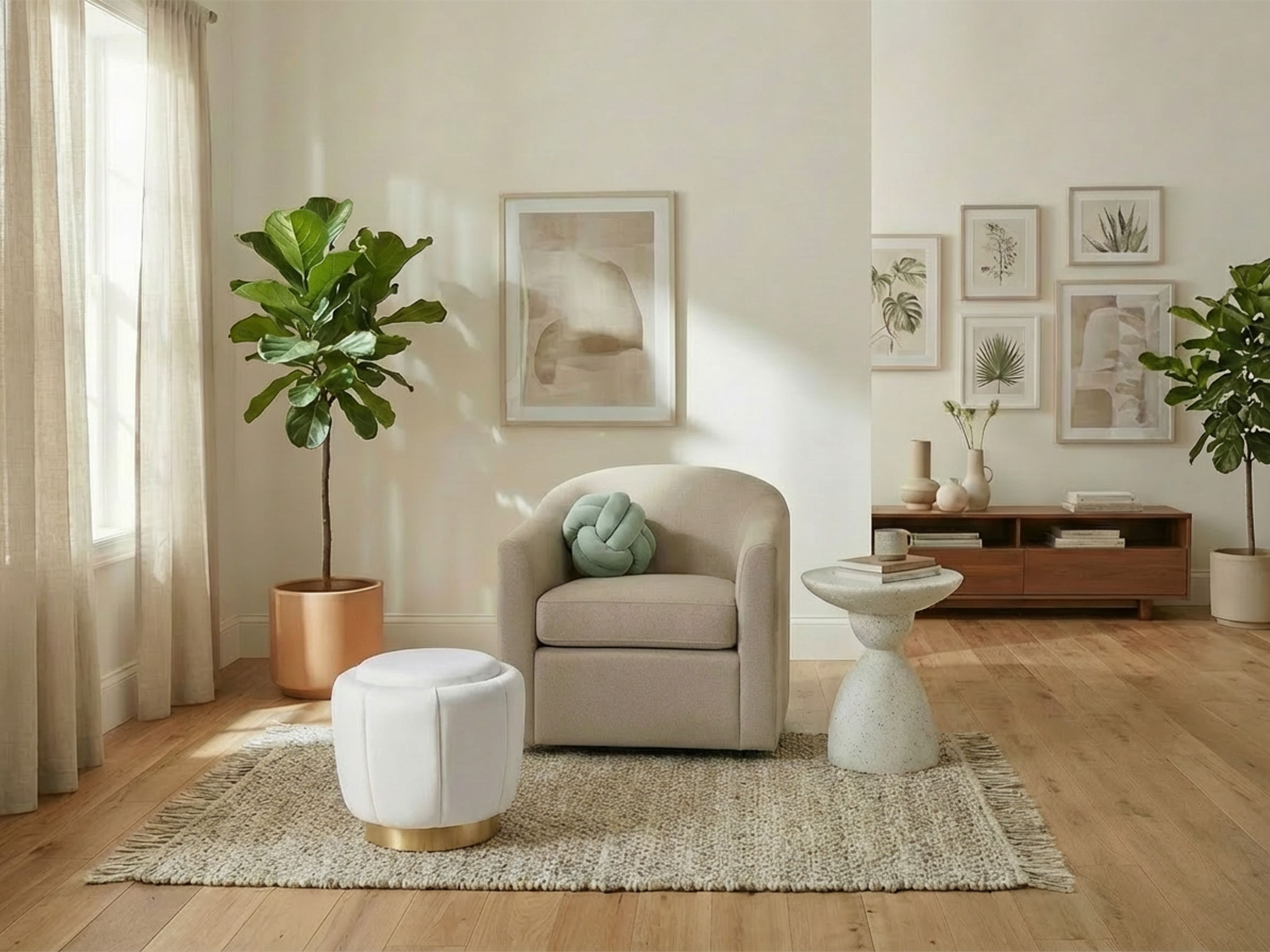 Pouffe IRVING Velvet White