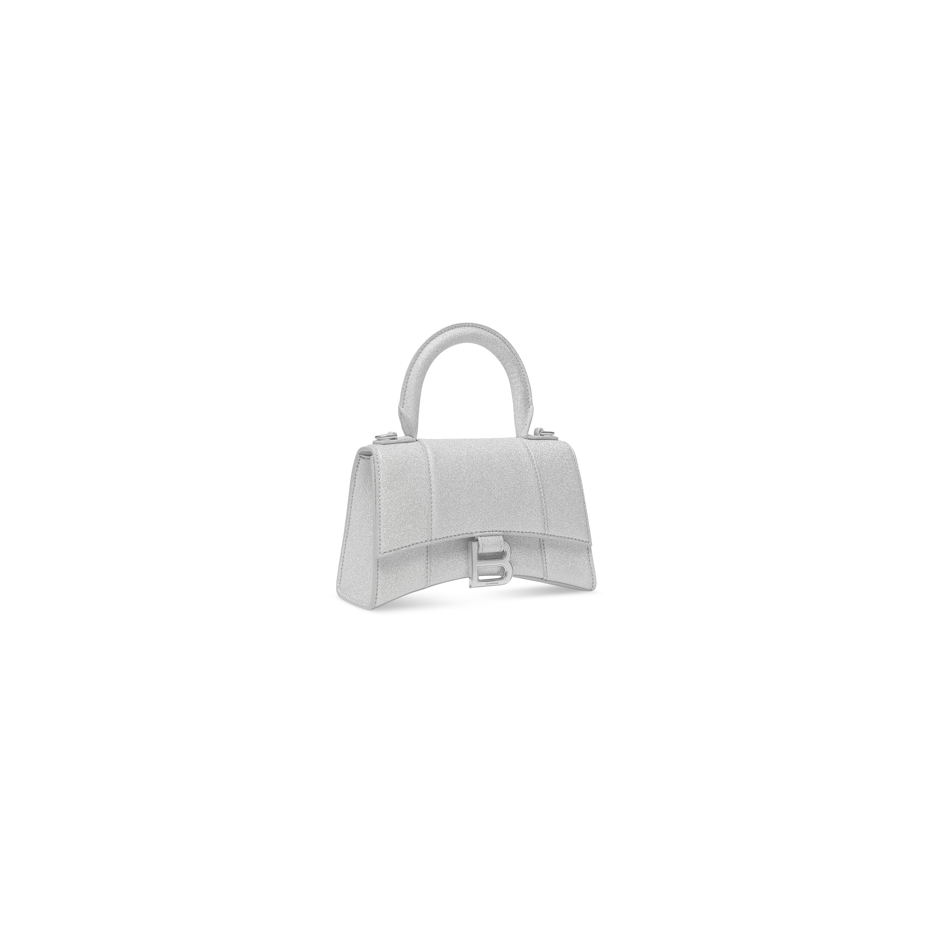 WOMEN'S HOURGLASS XS HANDBAG IN SPARKLING FABRIC IN SILVER - Replicaclubs