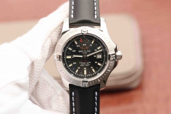 Replica Breitling Colt Automatic 44mm SS GF Black Textured Dial Black Leather Strap A2824 - Top club
