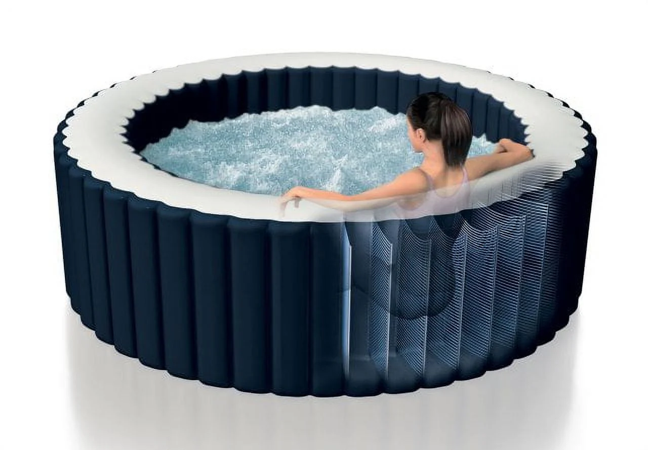 Intex PureSpa Plus 6 Person Inflatable Round Hot Tub with 170 AirJets, Blue - Image 16
