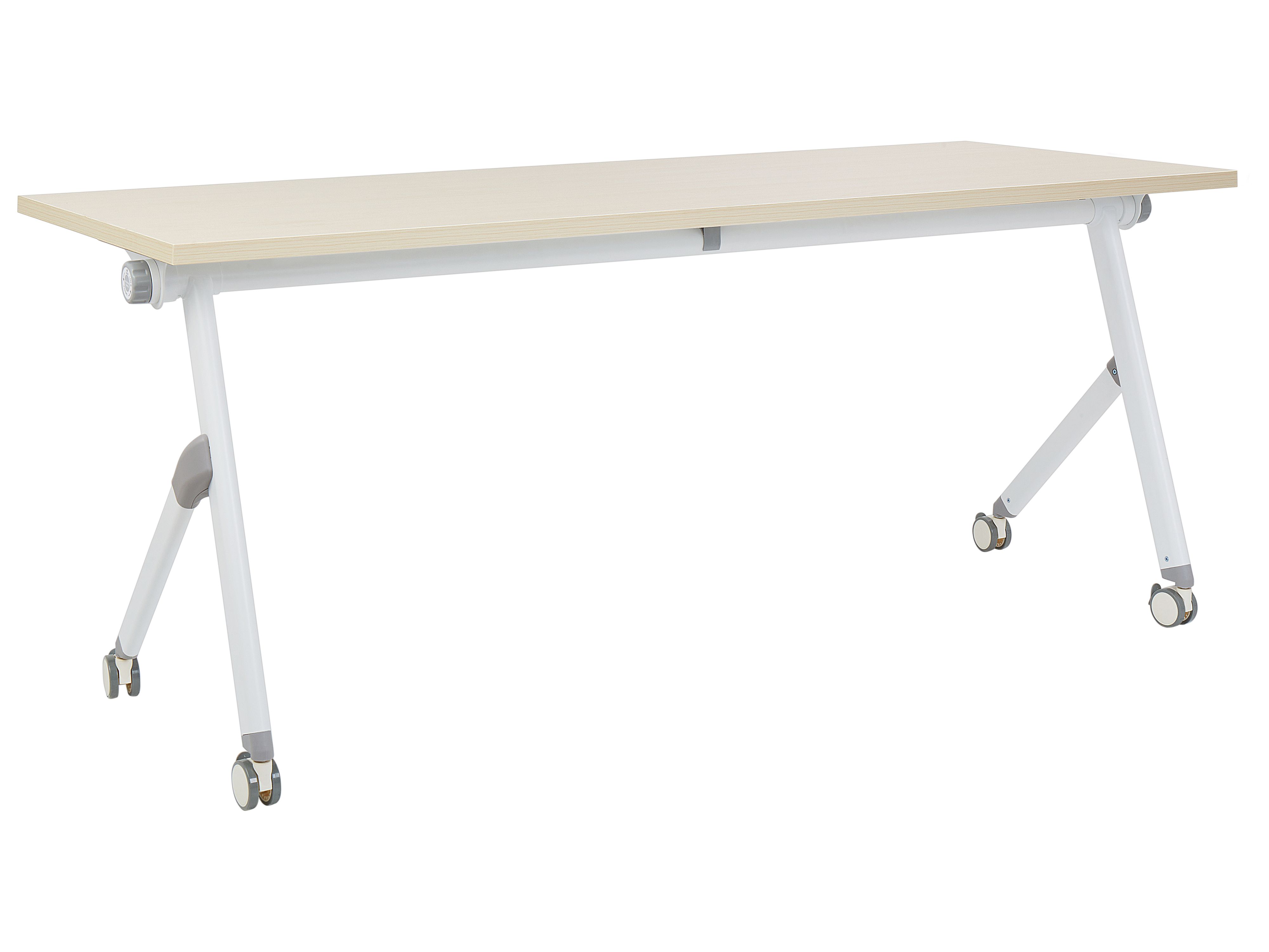 Foldable Office Desk BENDI Light Brown 180 cm 60 cm with Wheels