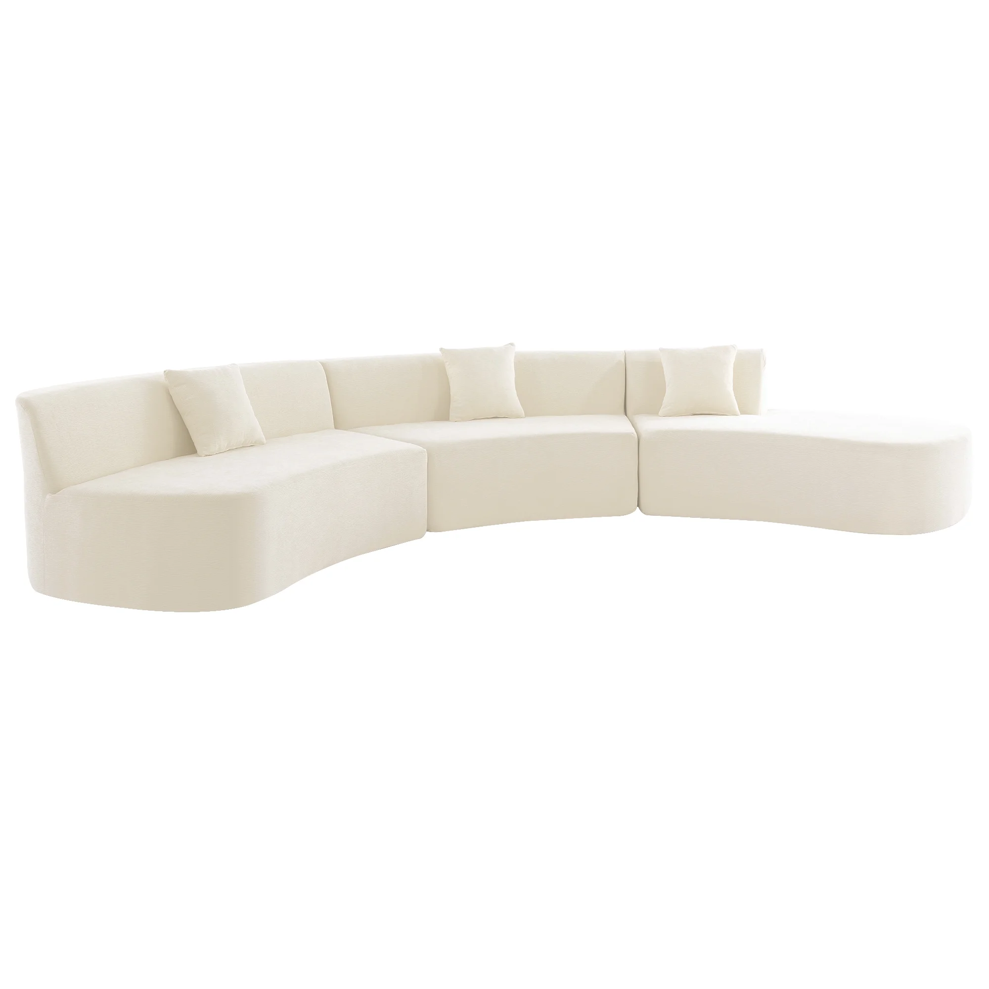 Harper & Bright Designs Modern Curved Floor Sofa Set, Modular Sectional Sponge Couch for Living Room, 2 PC Free Combination No Assembly Foam-Filled Sofa, Beige - Image 39