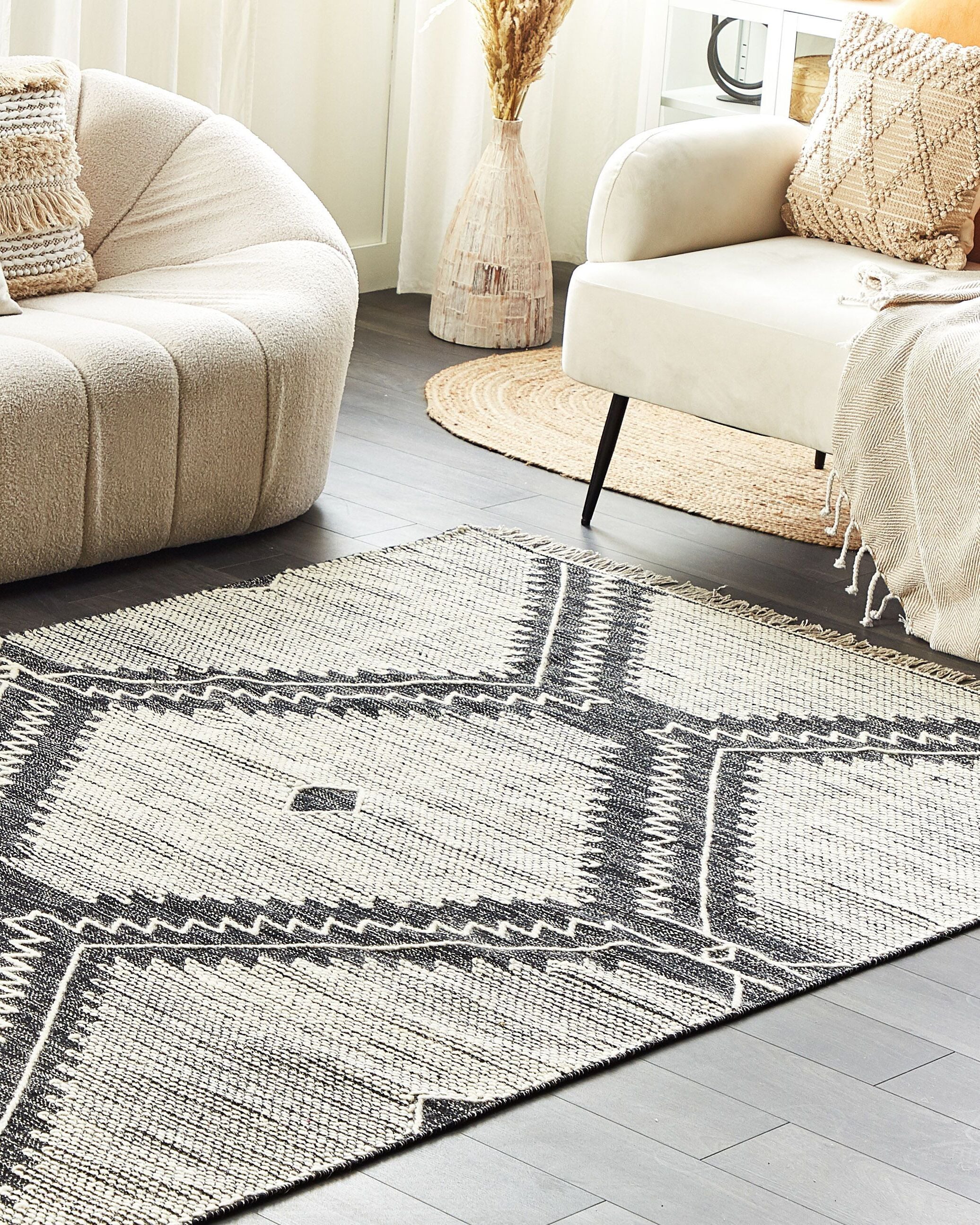 Rug ARBAA Black 160 x 230 cm Cotton