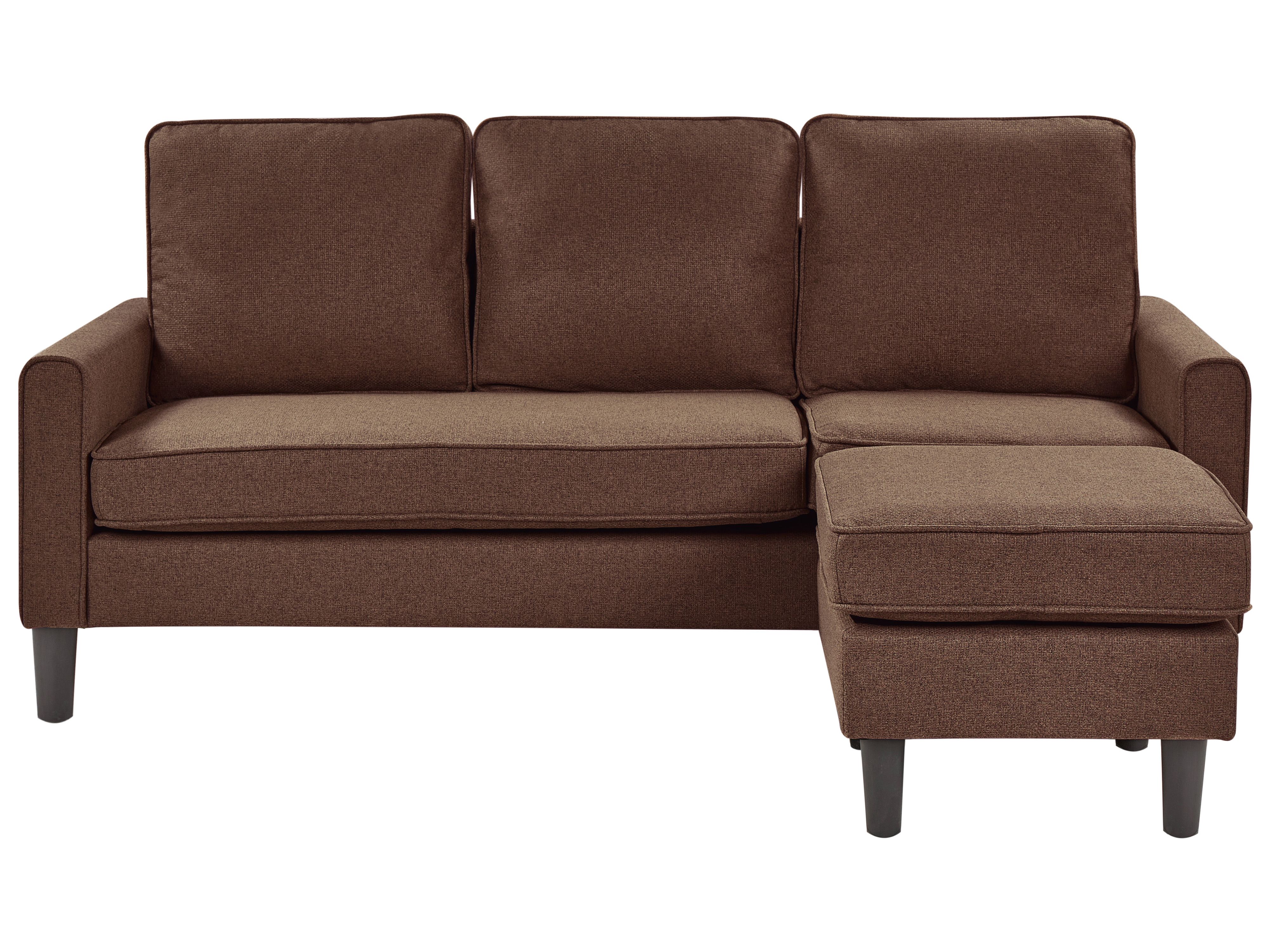 Sofa 3 Seater AVESTA Fabric Brown with Ottoman