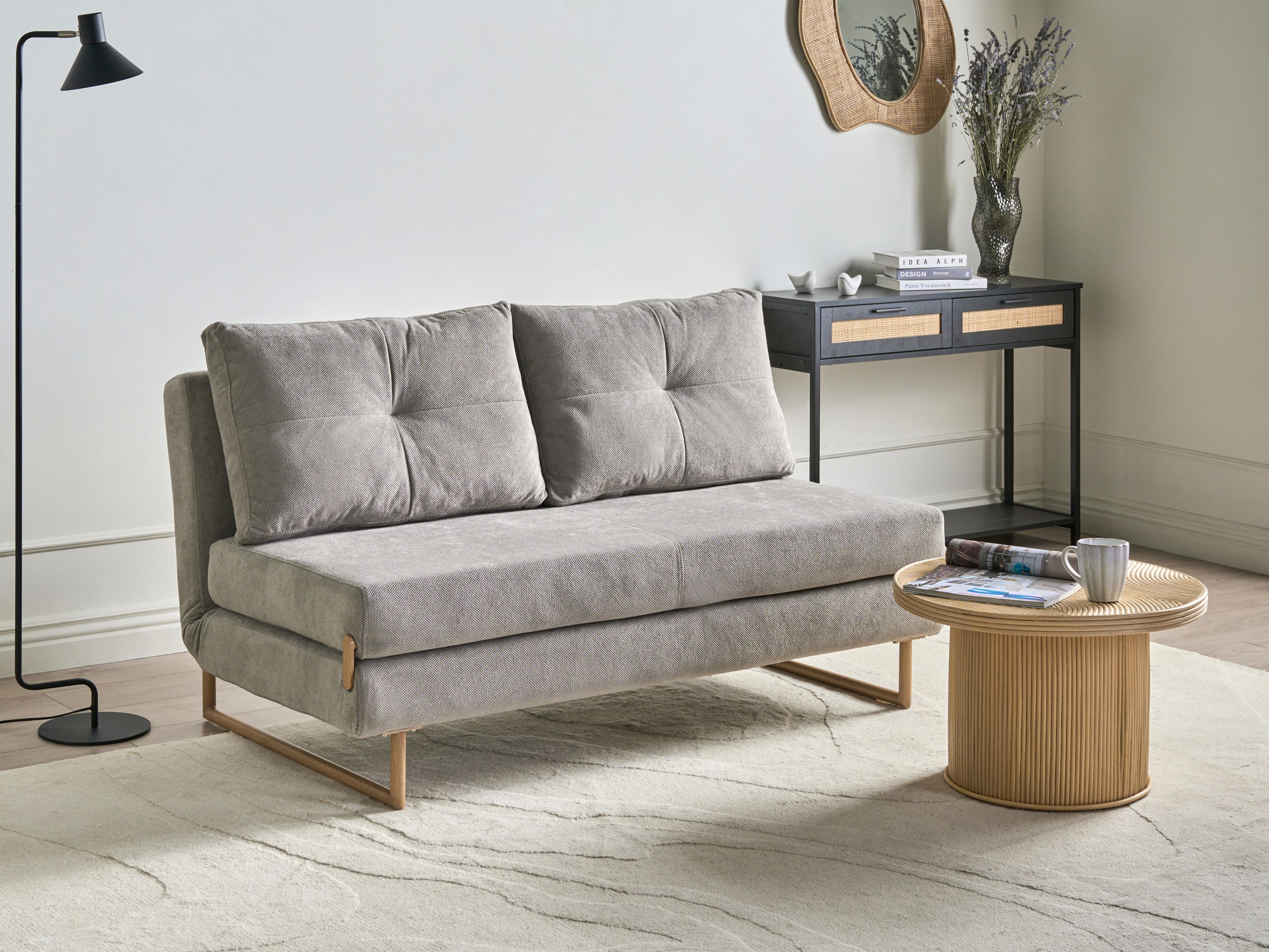 Sofa Bed 3 Seater JERSLEV Fabric Grey