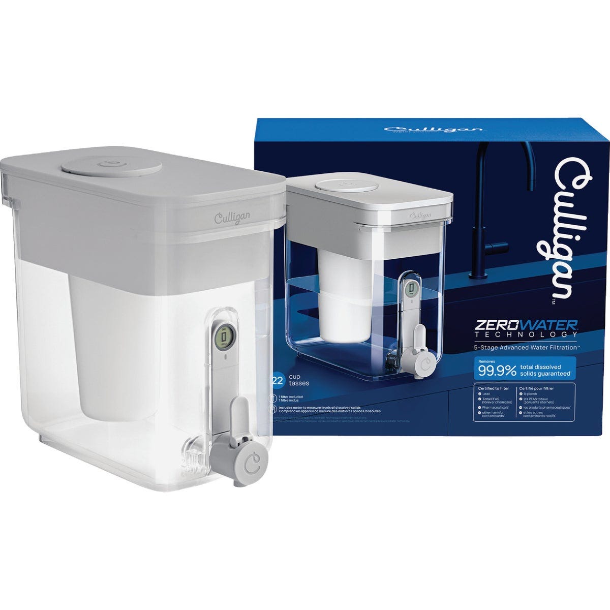 Culligan Zero 22-Cup Ready Water Filtration Dispenser, Blue