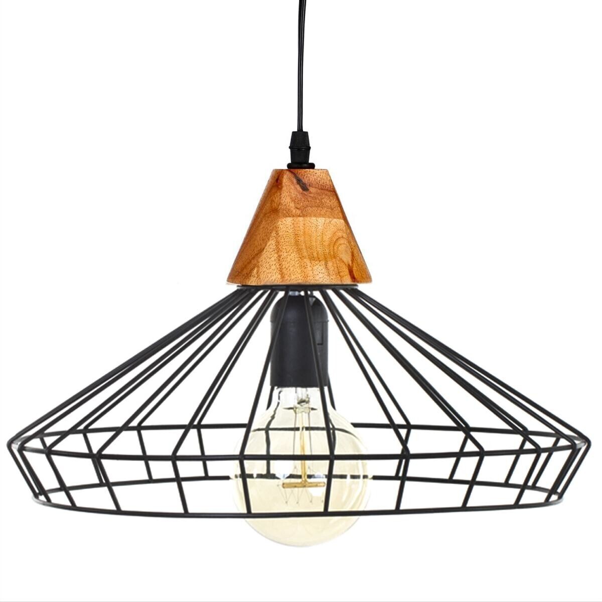 Wire suspension lamp "Ben Black metal, D.38 cm
