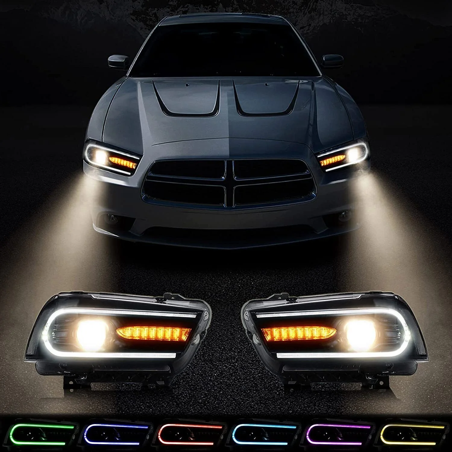VLAND for Dodge Charger 2011 2012 2013 2014 Dual Beam Projector Headlights Replacement Assembly - Image 50