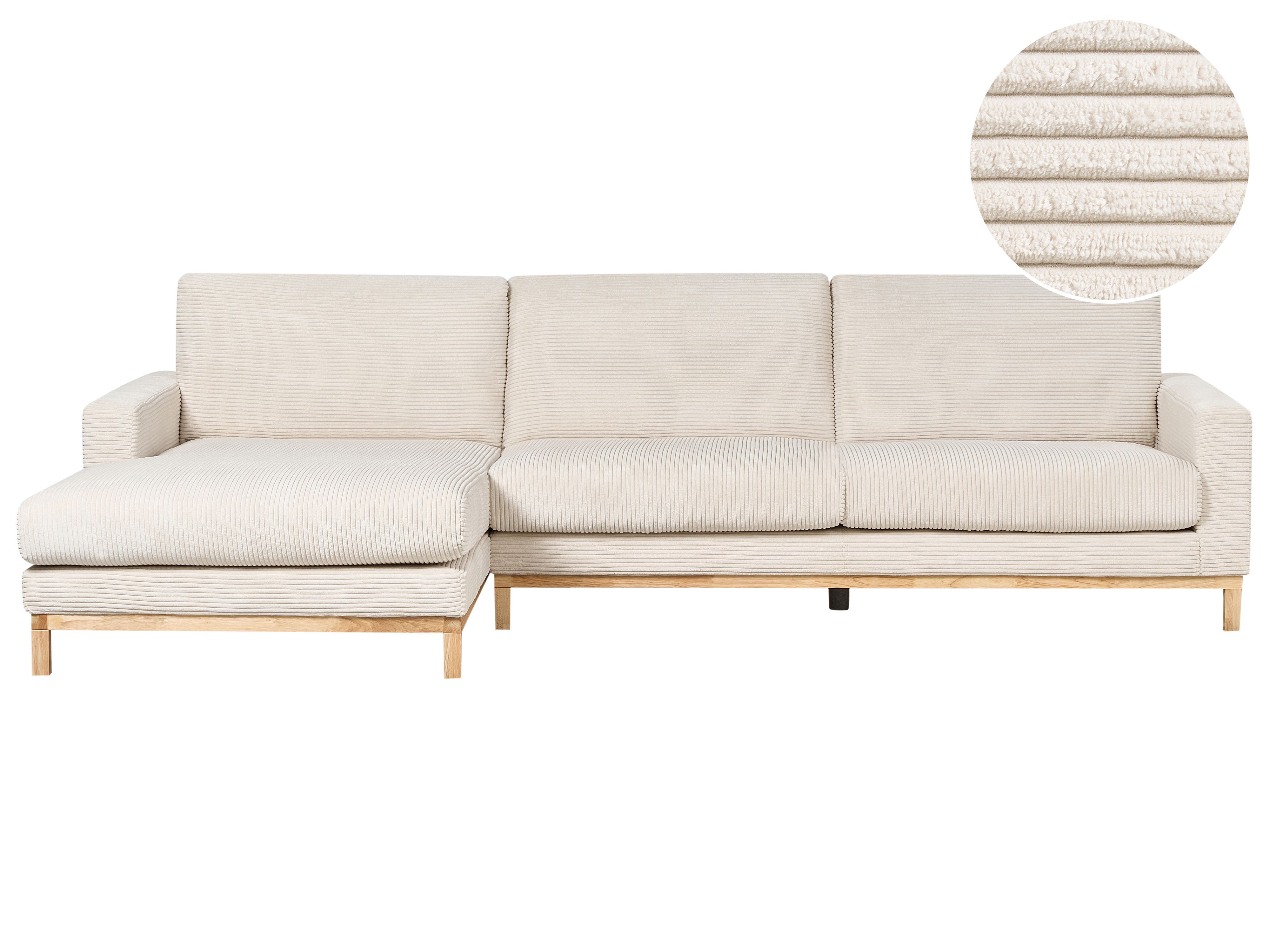 Corner Sofa 4 Seater SIGGARD II Corduroy Light Beige Right Hand