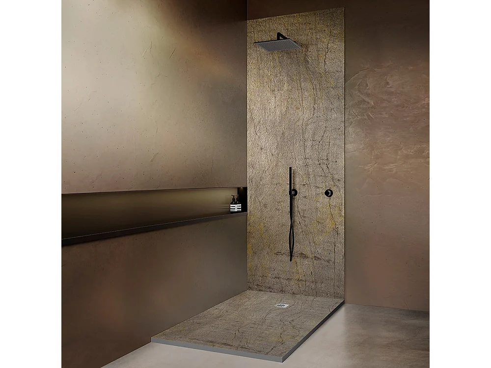 Panneau mural pour salle de bain en pierre naturelle ardoise claire 200x100 cm Épaisseur 3mm recoupable et perçable