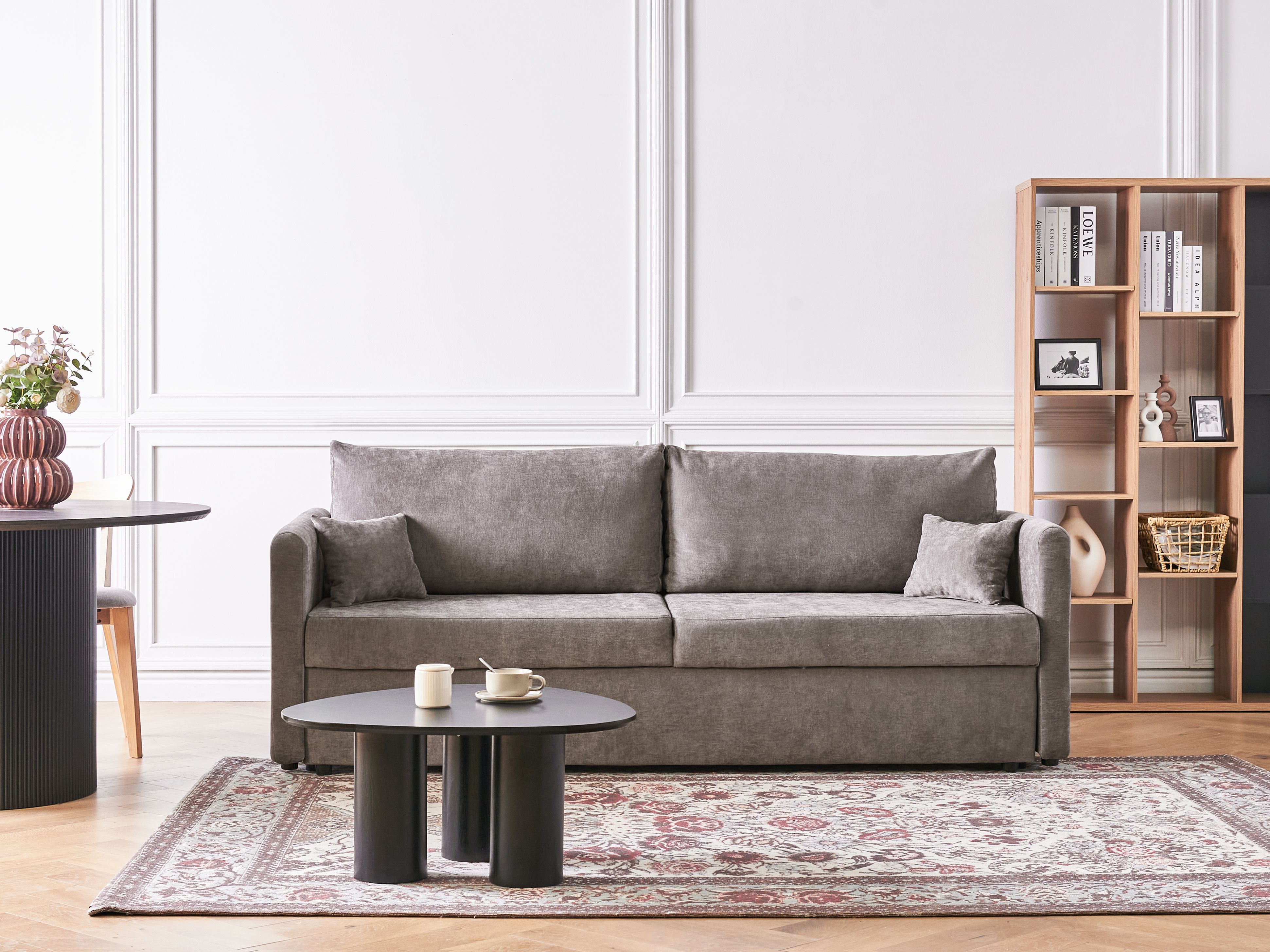 Sofa Bed 3 Seater BLEIK Chenille Taupe with Storage