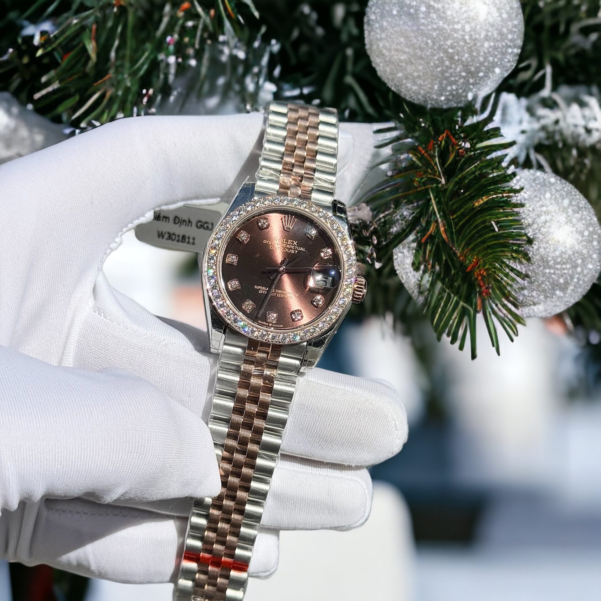 Rolex Replica Watch DateJust Chocolate Dial Custom Benzel Moissanite Diamonds 31mm - Top club