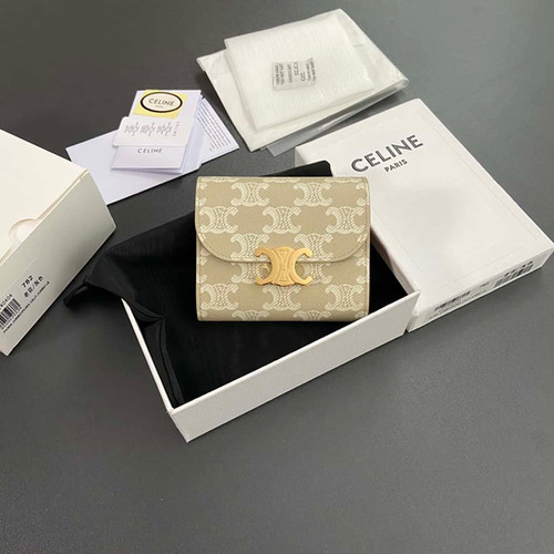 AAA+ Replica Celine Small Flap Wallet Triomphe Canvas