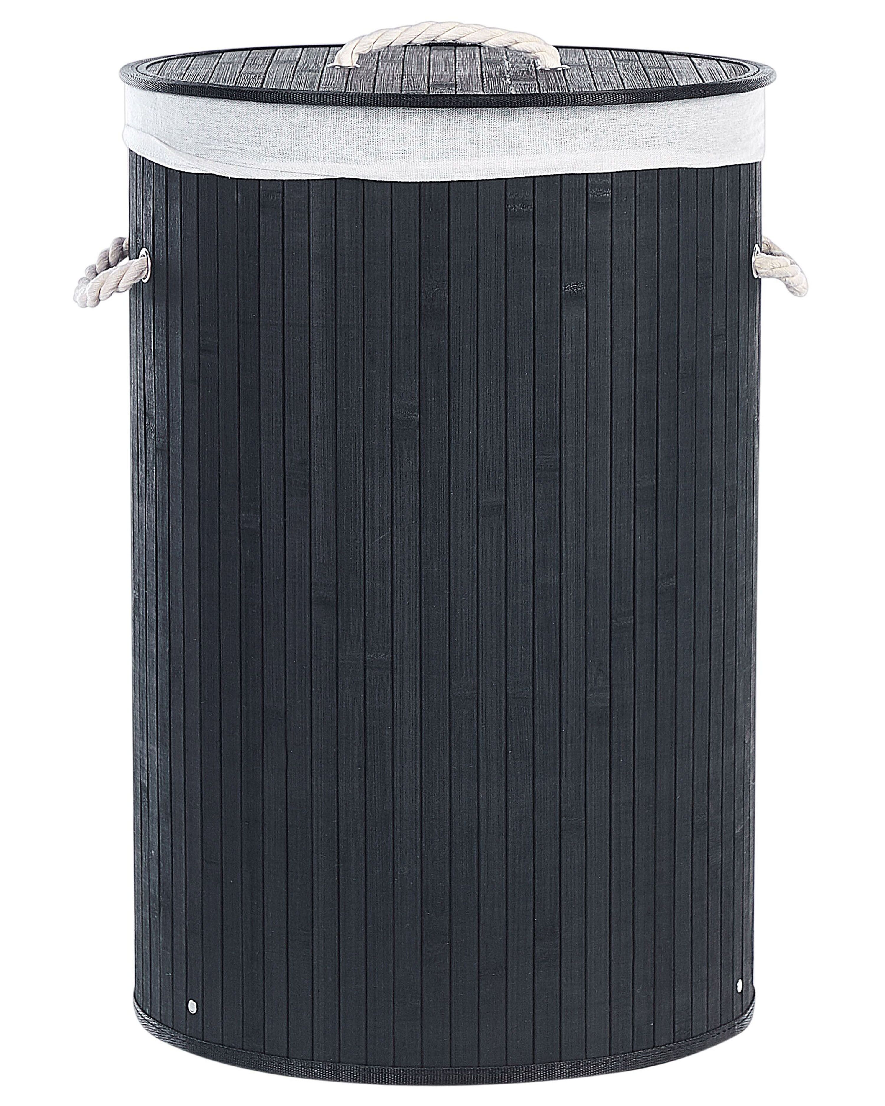 Laundry Basket SANNAR Bamboo Black 75 L
