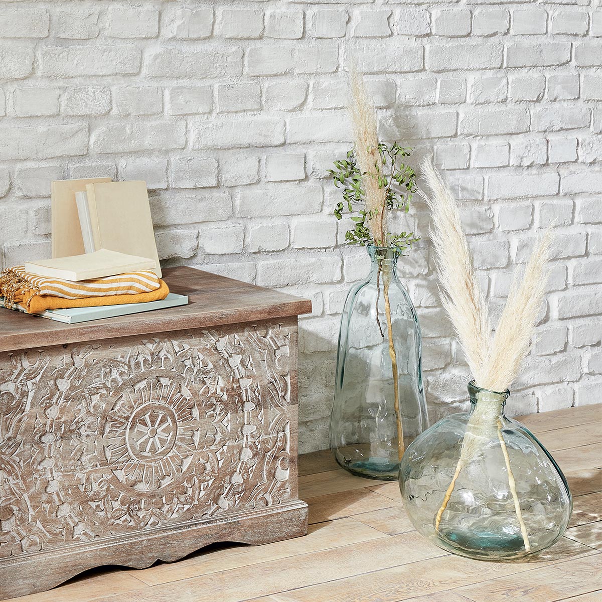 Vase "Dame Jeanne" Transparent, H.73 cm