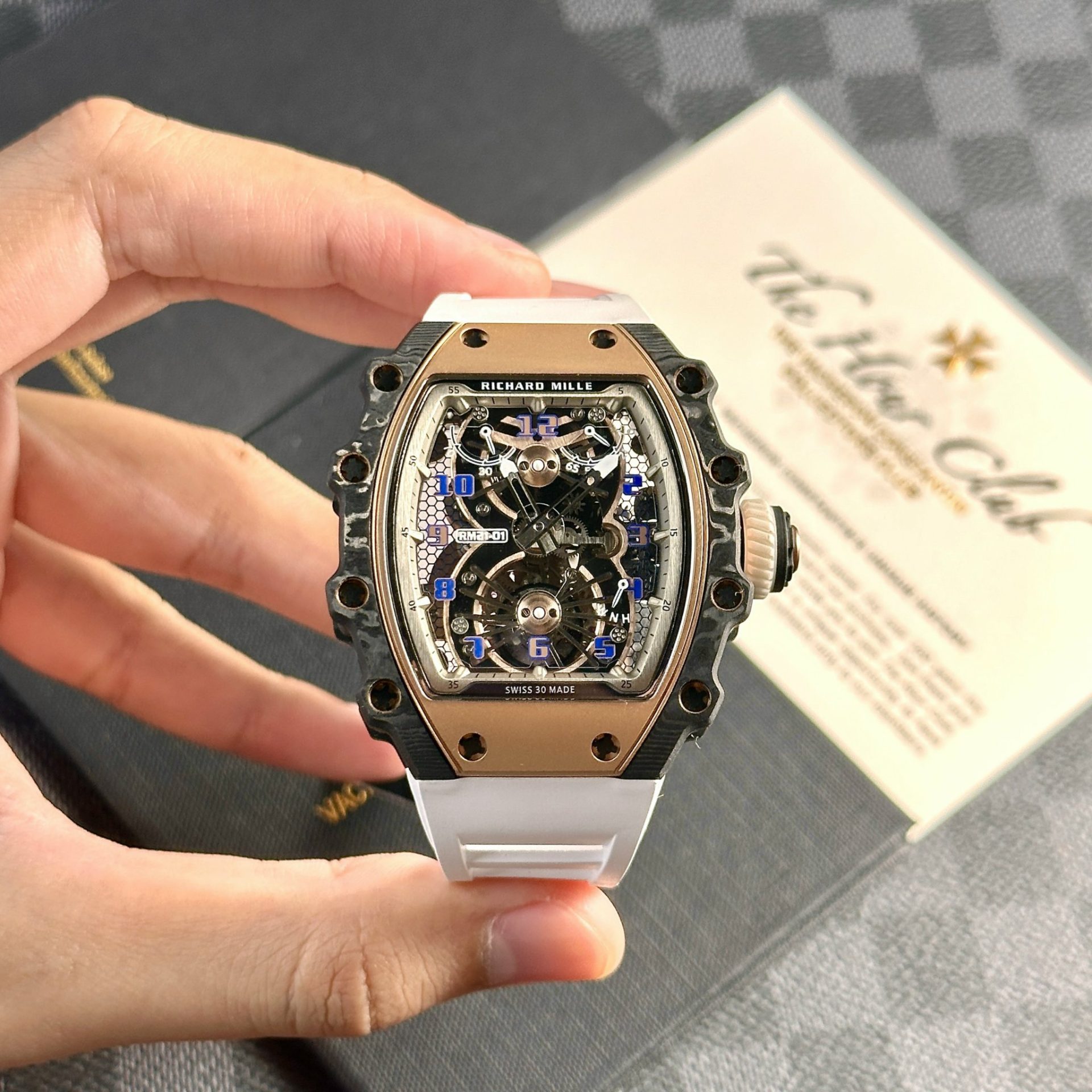 Richard Mille RM21-01 Tourbillon Replica Highest Quality White Rubber Strap 45mm - Top club
