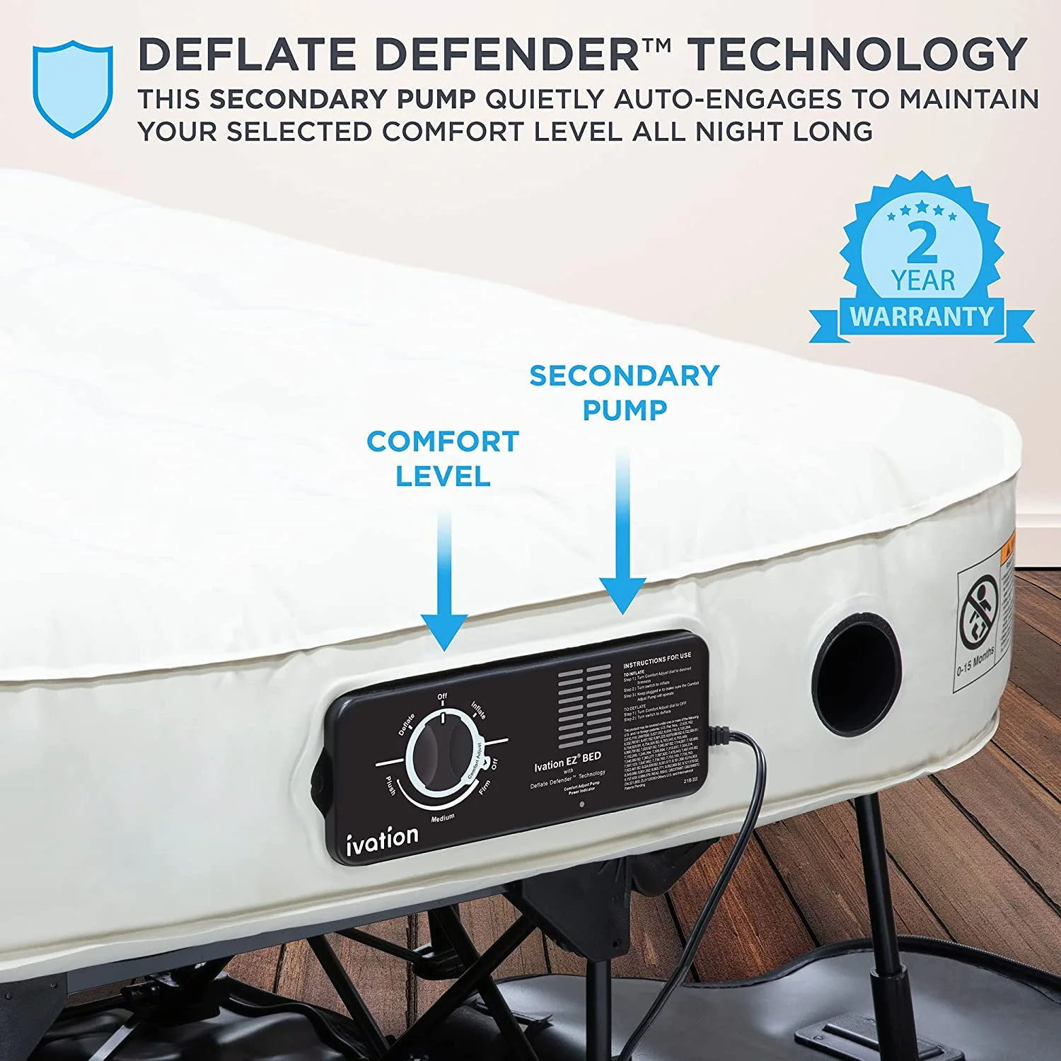 Ivation EZ-Bed 10 in Portable Air Beds with Built-in Pump, Full - Image 8