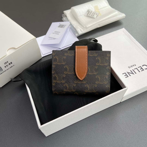 CELINE TRIOMPHE logo printed short trifold wallet