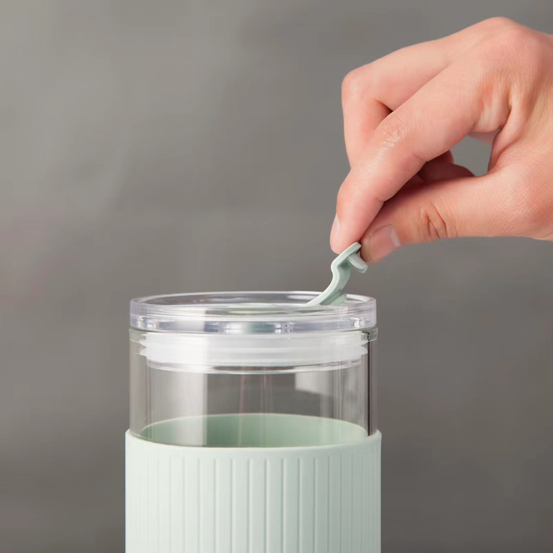 Clean Travel 450ml Double-Layer Borosilicate Glass Mug Premium Car Cup with Silicone Sleeve Drinkware for On-The-Go Convenience