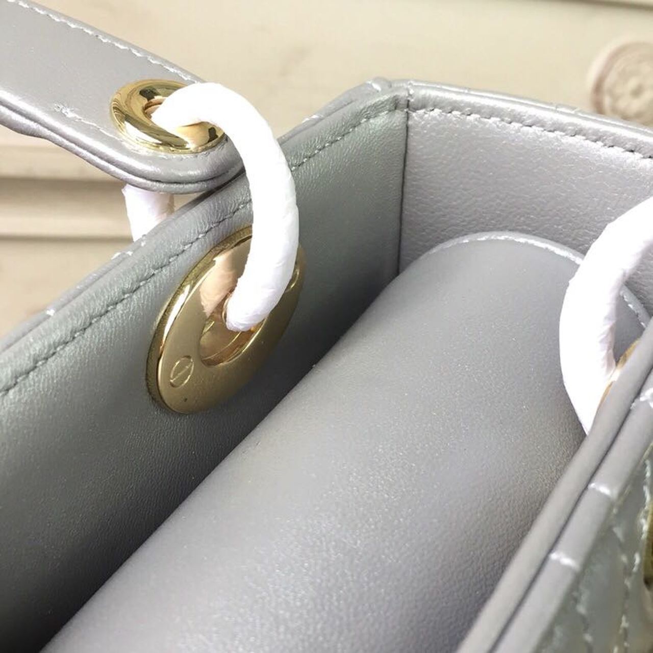 Christian Dior Small Lady Dior Bag Gold Toned Hardware Pearl Silver White For Women 8in/20cm CD1:1High-quality replica