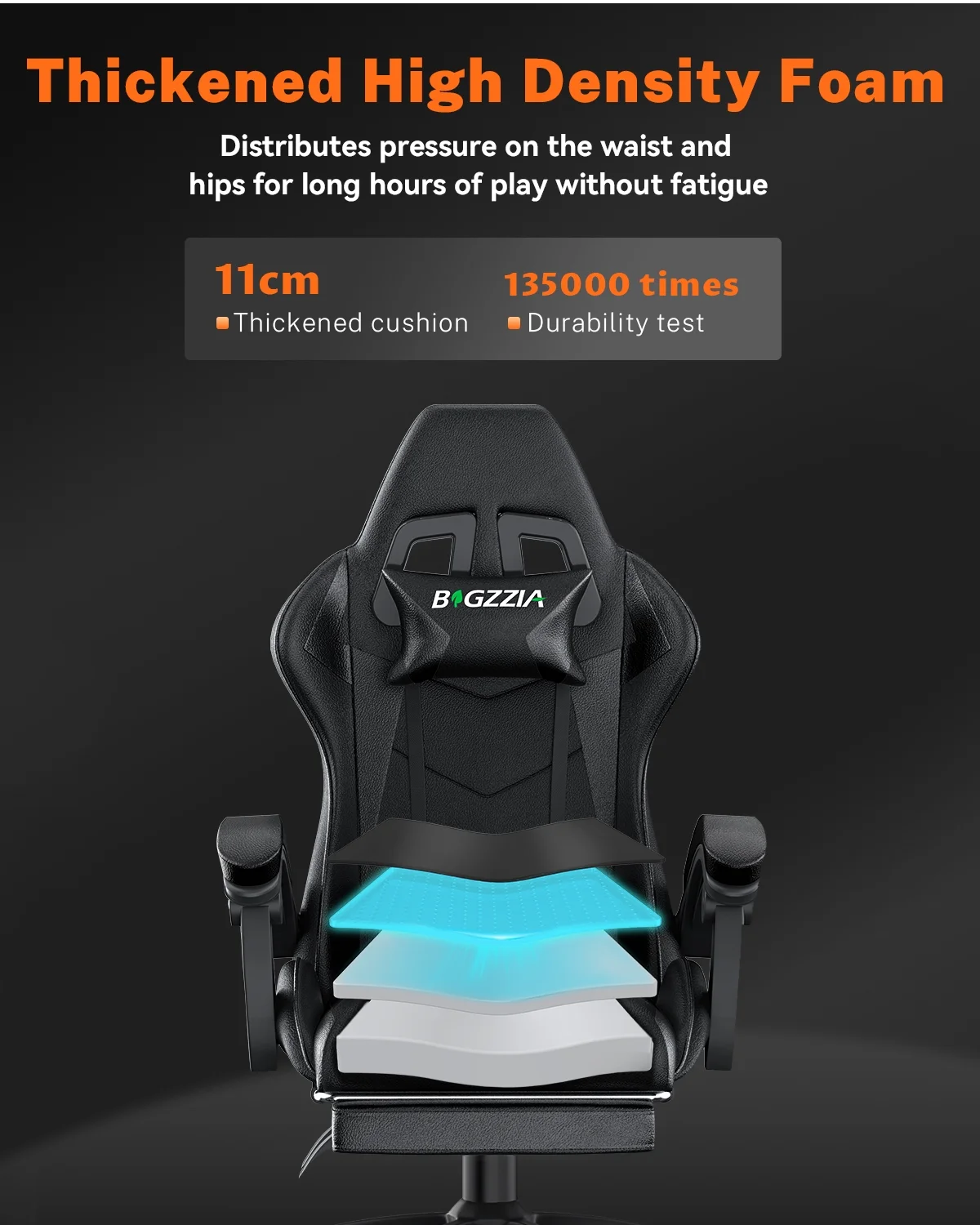 Bigzzia Gaming Chair with Footrest, Gaming Chair for Adult with Headrest and Lumbar Support,Red - Image 41