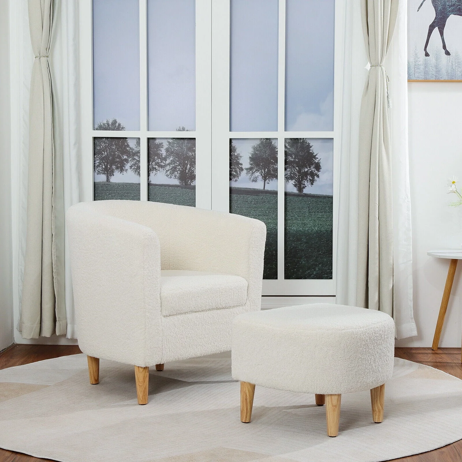Dazone Swivel Armchair & Ottoman Set, Modern Accent Upholstered Single Sofa Chair With Footstool, 360°Rotating Armchair and Footrest Set, Club Tub Chair for Living Room Bedroom Reading Room,Gray - Image 17
