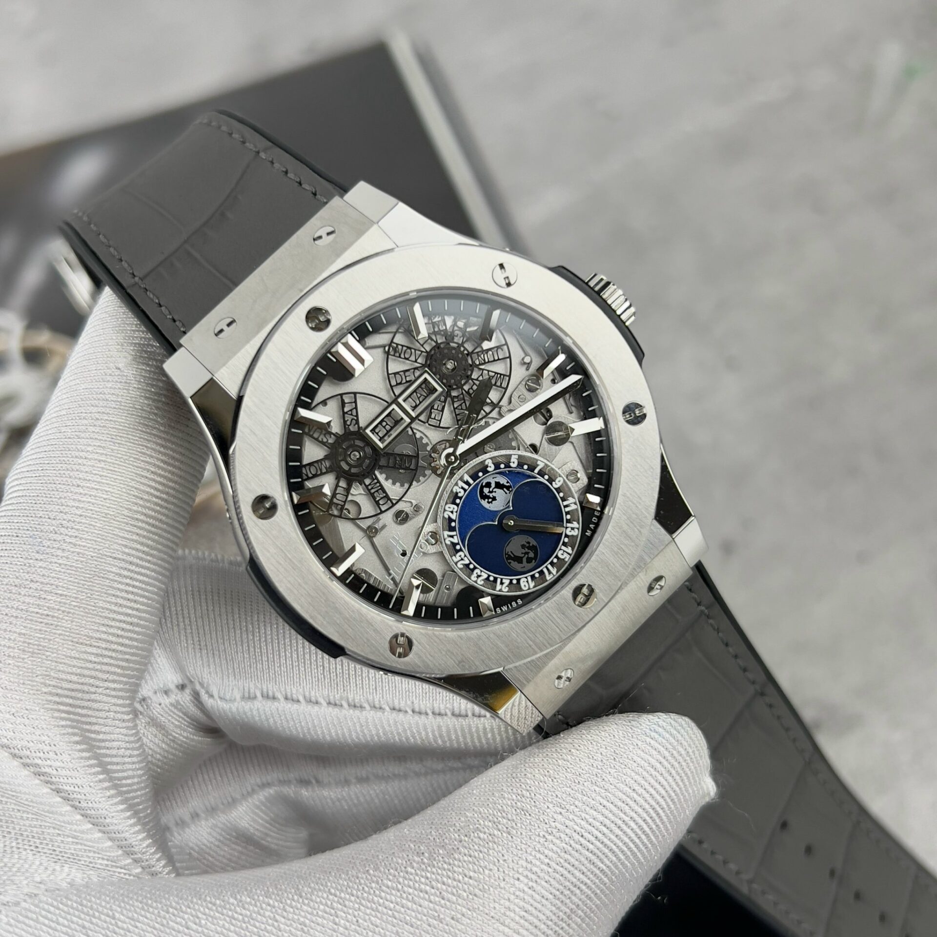 Hublot Aerofusion Moonphase Replica Watch Skeleton Mechanical 45mm - Elite Watch Atelier