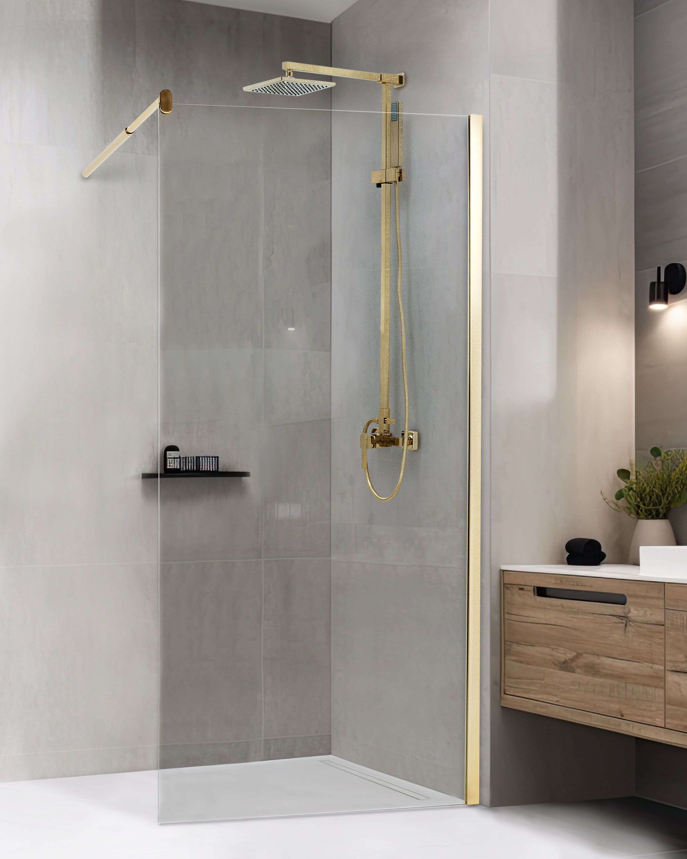 Shower Screen AHAUS 1000 x 1900 mm Gold