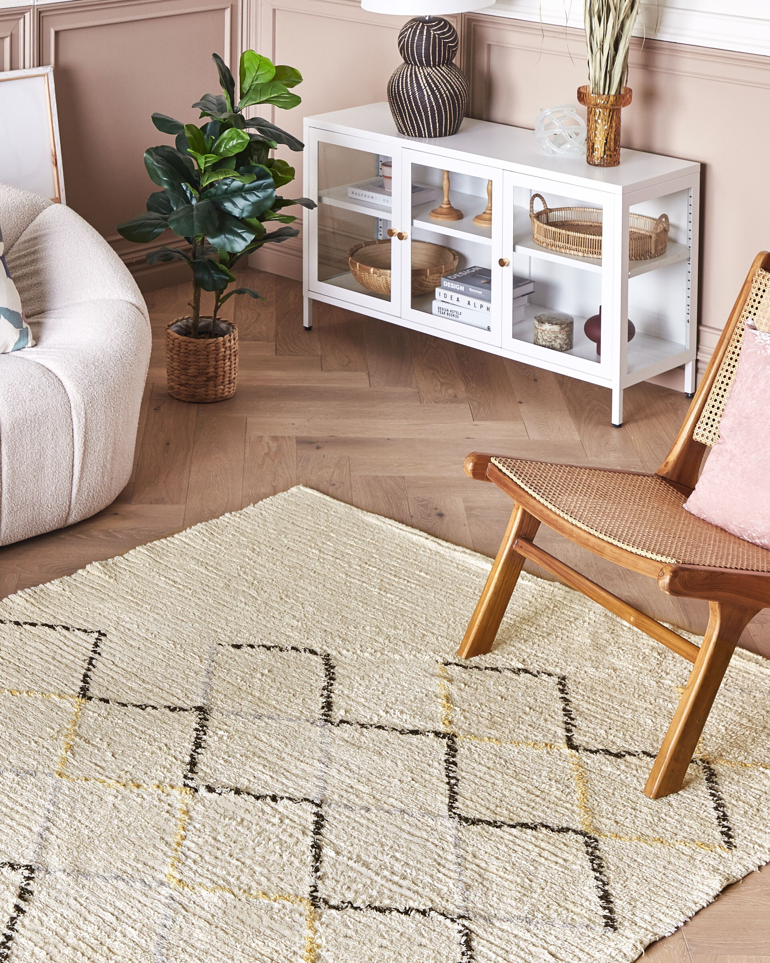 Rug TEZPUR Beige 160 x 230 cm Cotton