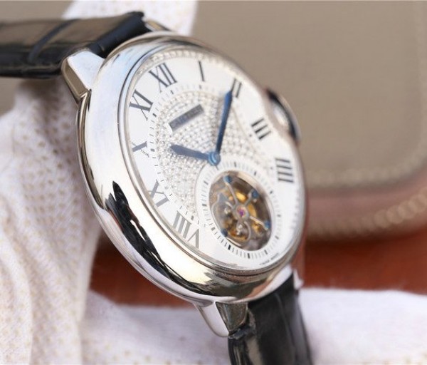 Replica Cartier Ballon Bleu de Cartier Tourbillon SS Leather Strap - Top club