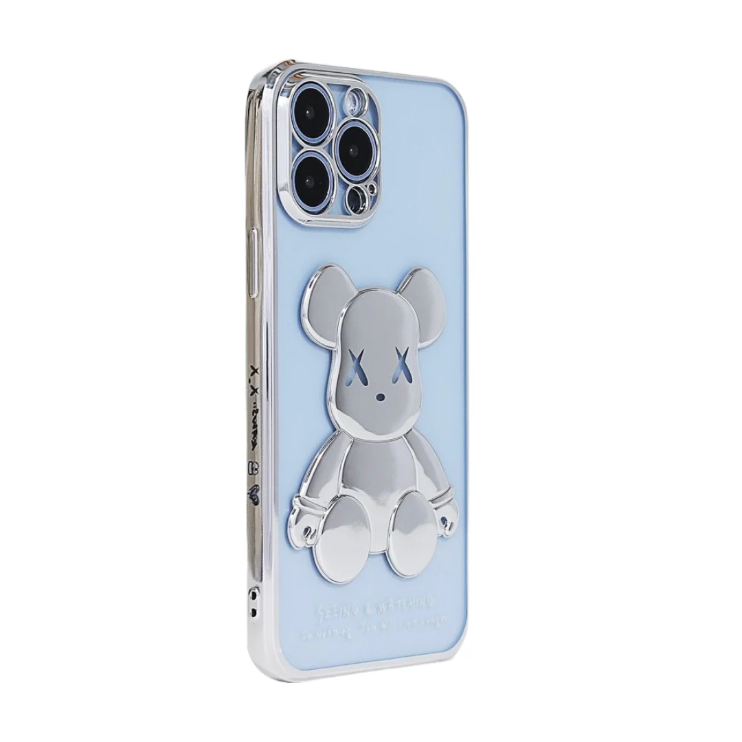 Silver Reflective Bear Transparent iPhone Case - Wholesale & Influencer