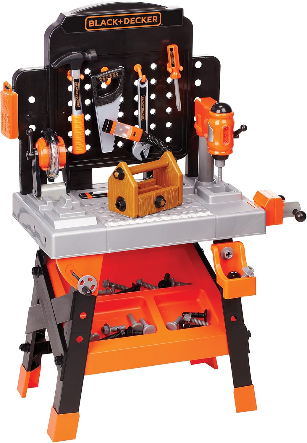 JAKKS Pacific Black+Decker Kids Workbench - Power Tools Workshop - Build Your Own Toy Tool Box – 75 Realistic Toy Tools and Accessories [Amazon Exclusive]