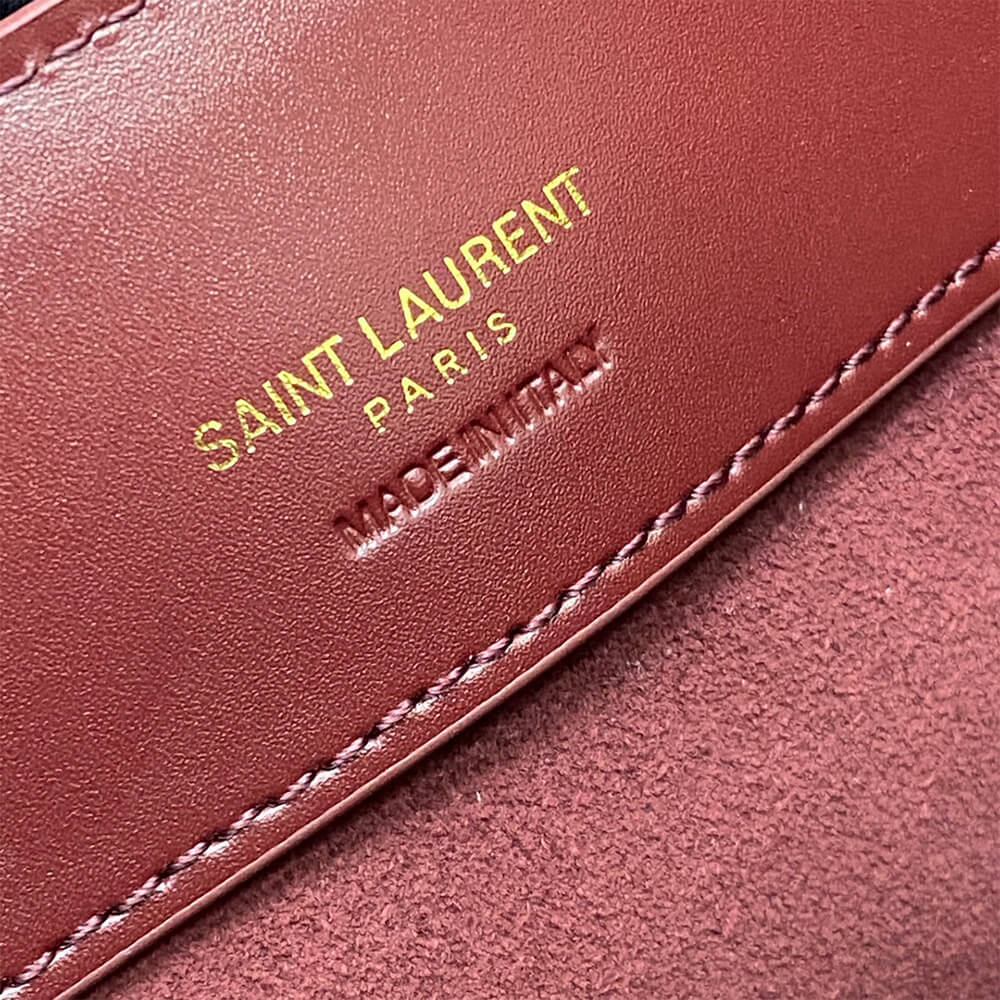 YSL LE 37 Mini Bucket Bag in Shiny Burgundy Leather1:1High-quality replica
