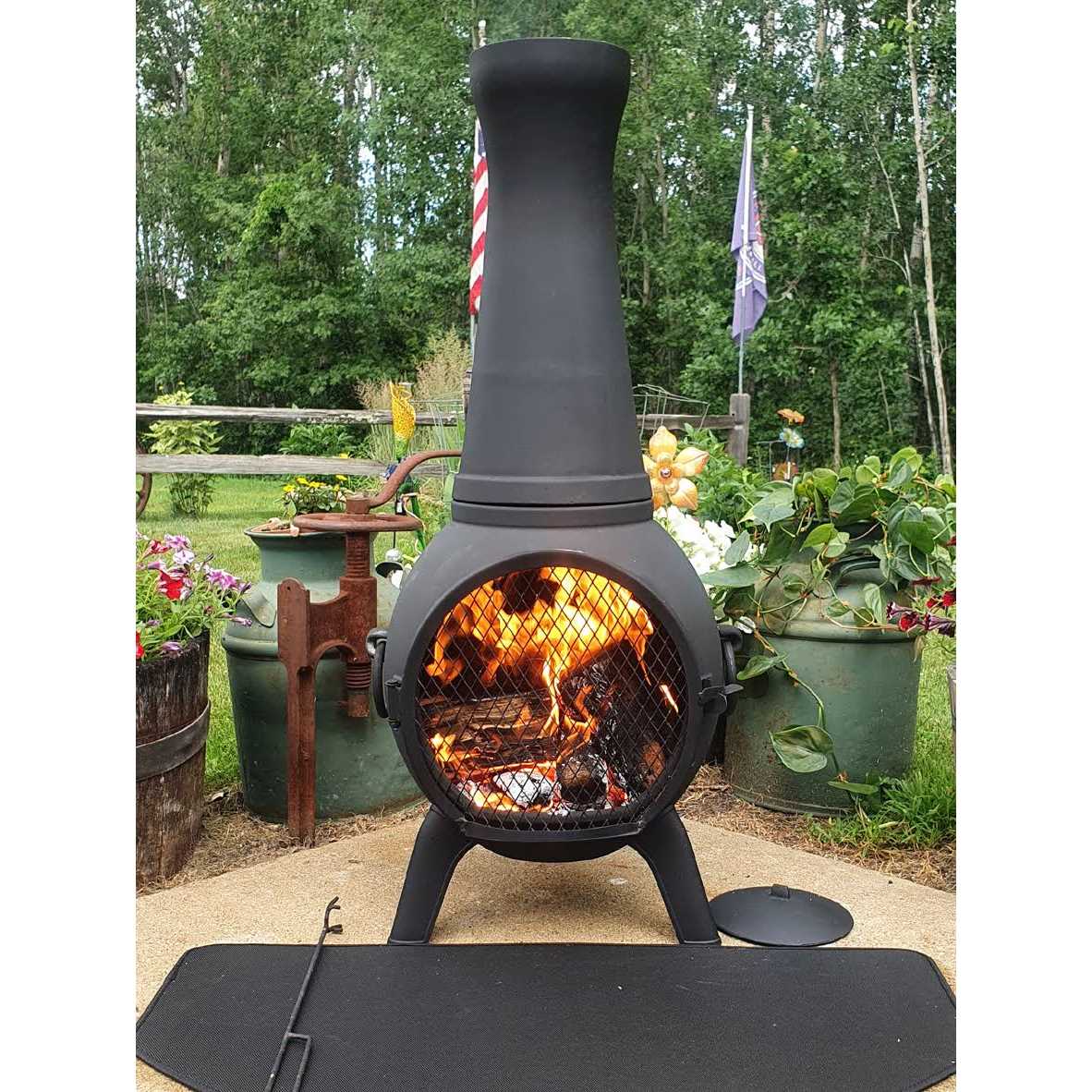 The Blue Rooster Prairie Fire Cast Aluminum Outdoor Chiminea Fireplace - Prairie Fire - Image 2 The Blue Rooster Prairie Fire Cast Aluminum Outdoor Chiminea Fireplace - Prairie Fire - Image 2