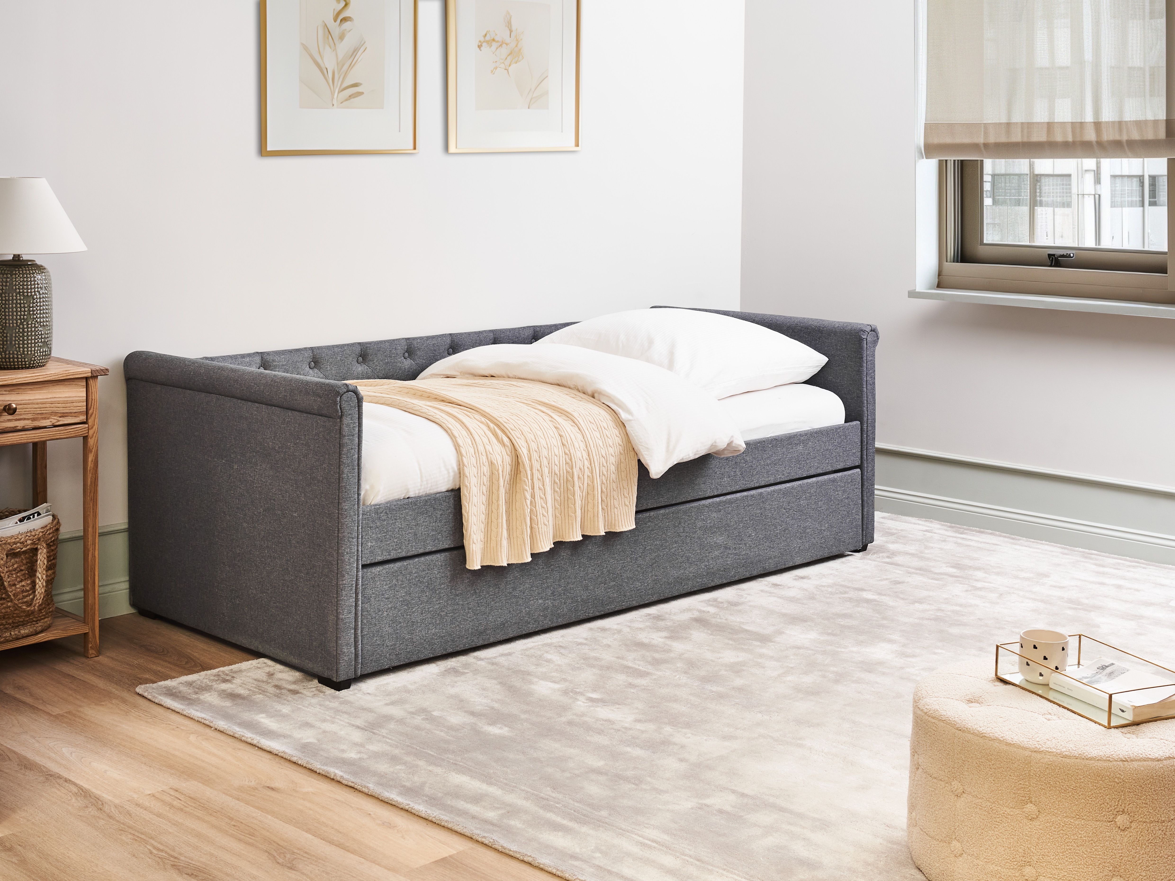 Trundle Bed Fabric LIBOURNE 90 x 200 cm (EU Single) Dark Grey