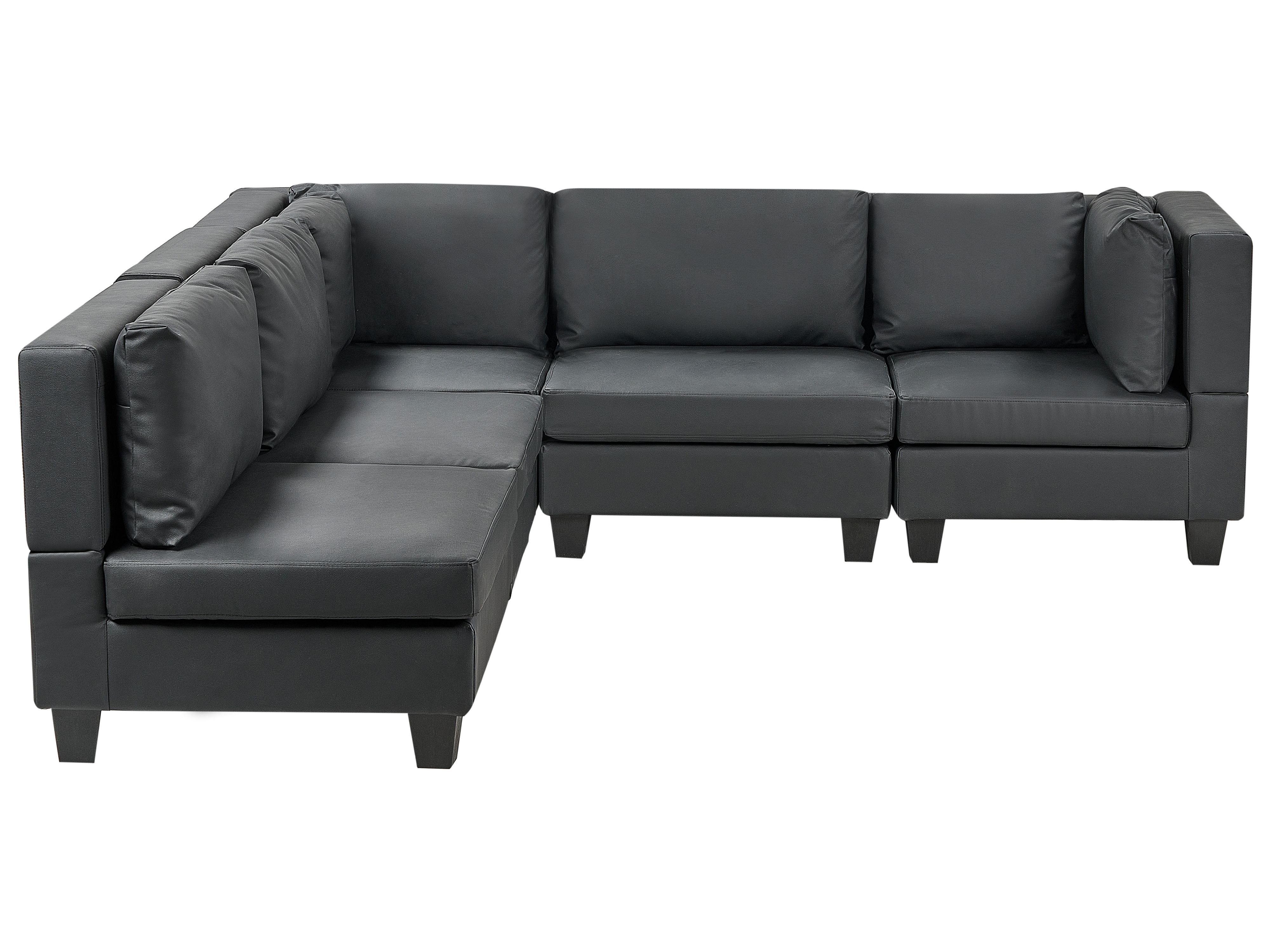 Modular Corner Sofa 5 Seater UNSTAD Faux Leather Black Right Hand