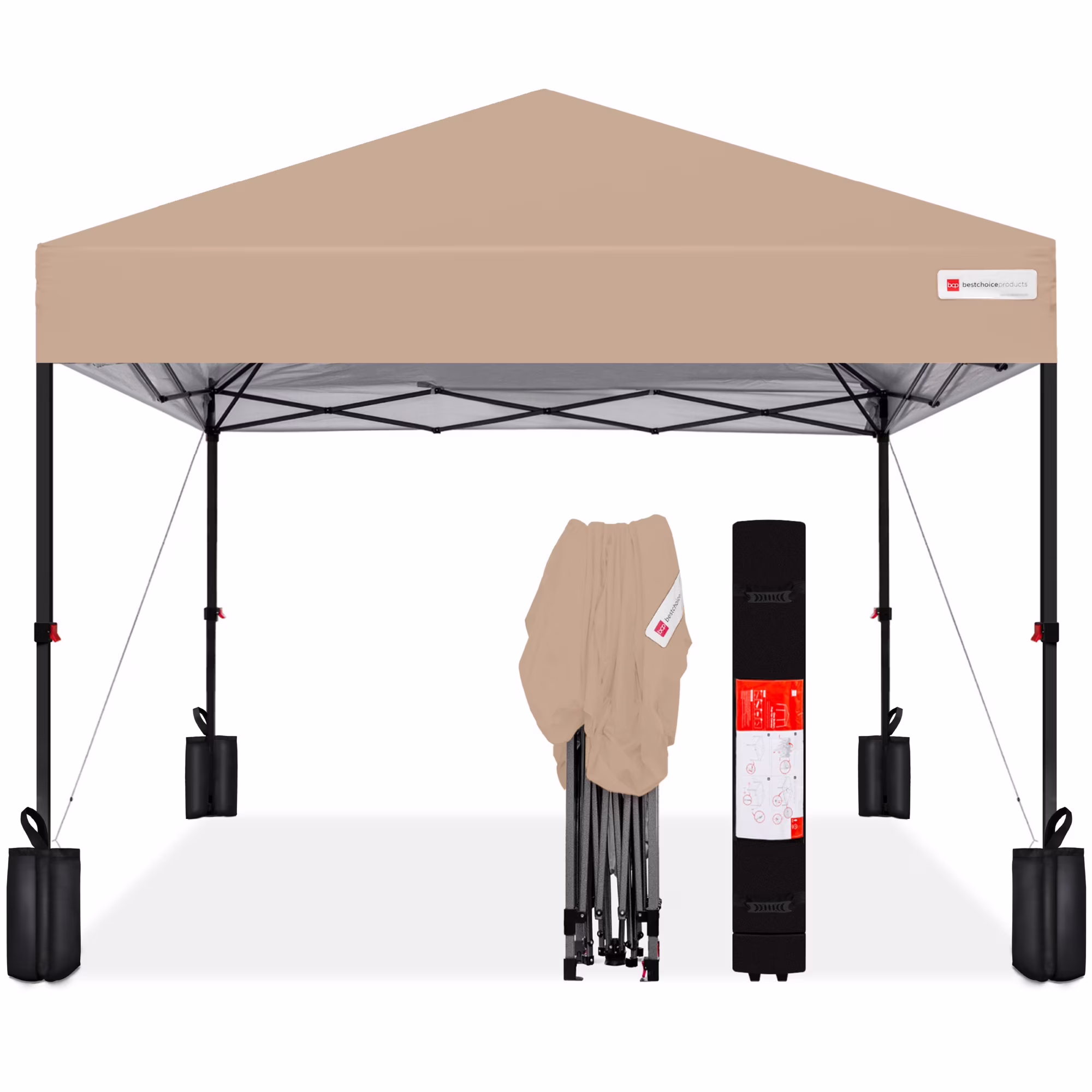 Best Choice Products 10x10ft Easy Setup Pop Up Canopy w/ 1-Button Setup, Wheeled Case, 4 Weight Bags - White - Image 43