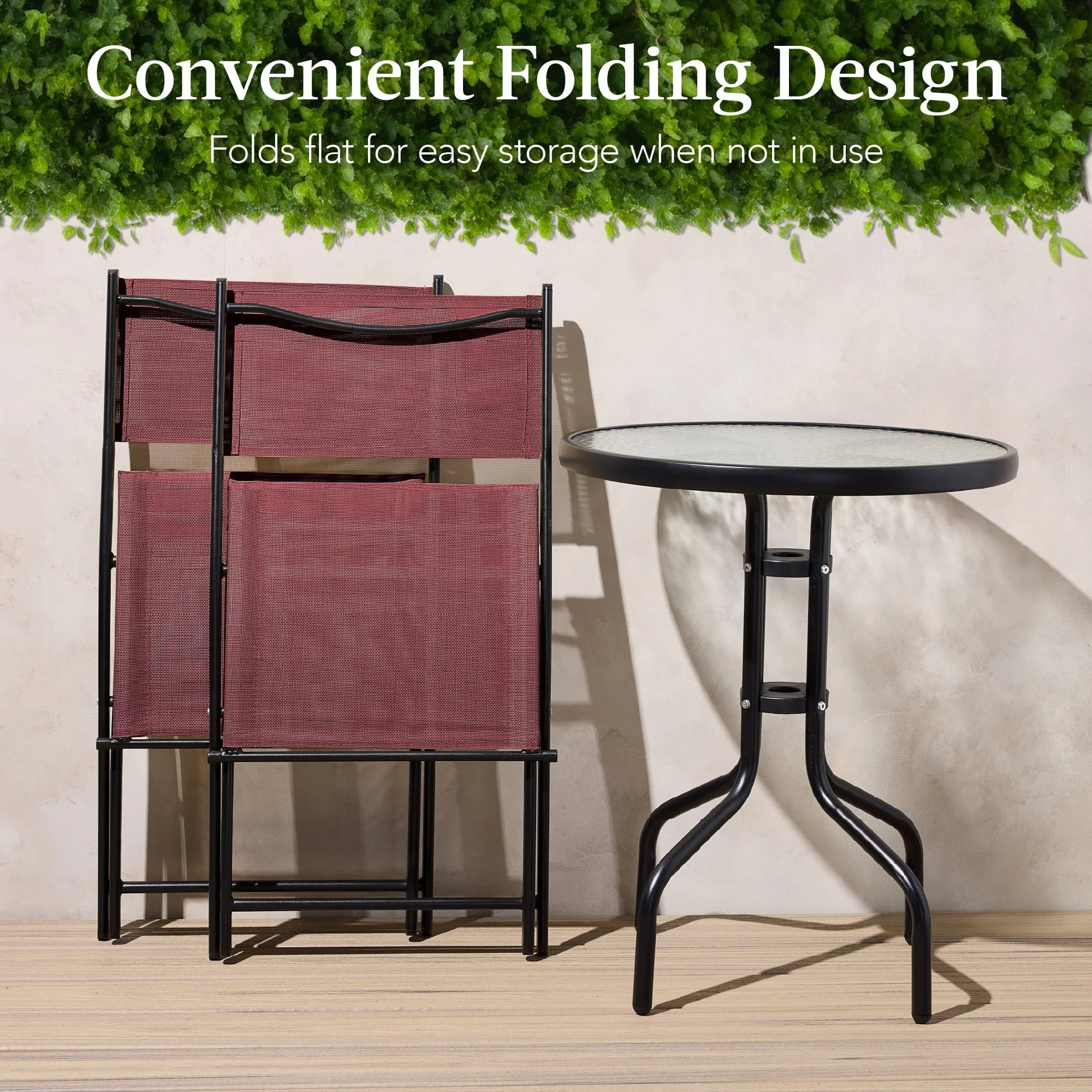 Best Choice Products 3-Piece Patio Bistro Dining Set With Glass Tabletop And Folding Chairs - Gray - Image 32 Best Choice Products 3-Piece Patio Bistro Dining Set With Glass Tabletop And Folding Chairs - Gray - Image 32
