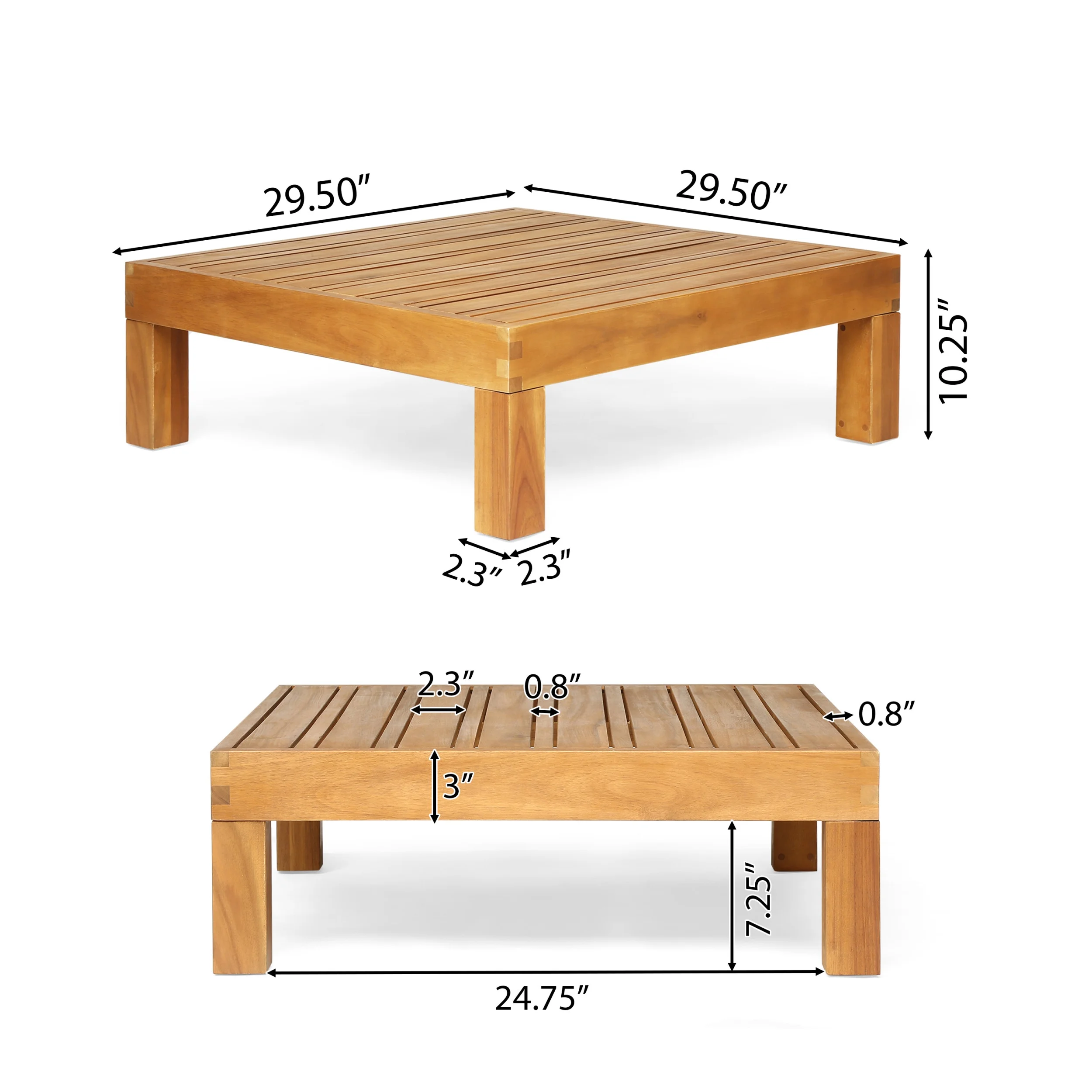 Kaena Acacia Wood Outdoor Coffee Table, Teak - Image 4